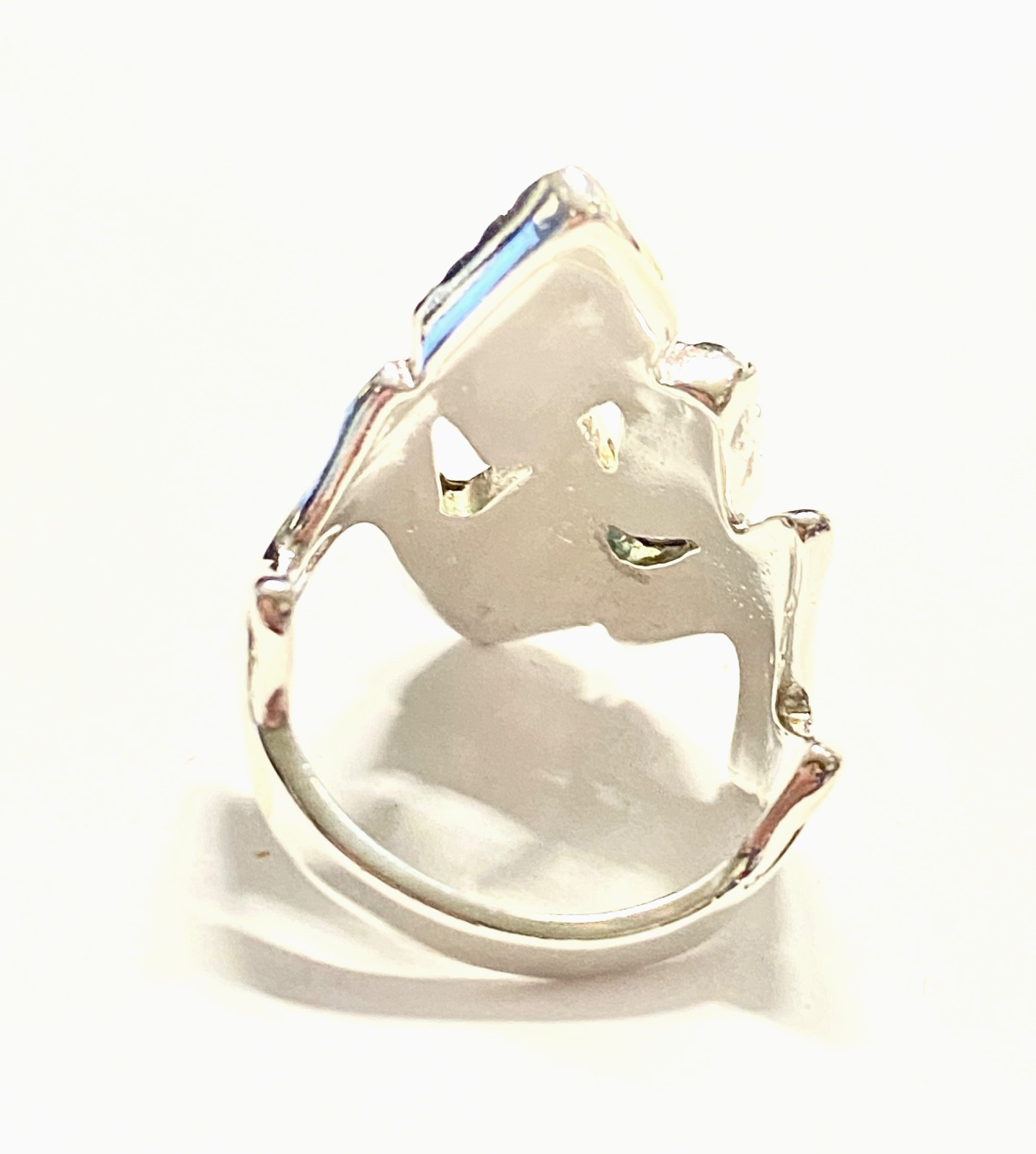 Vintage Sterling & Copper Carolyn Pollack Zig Zag Multi-Gemstone Ring Size 8.25