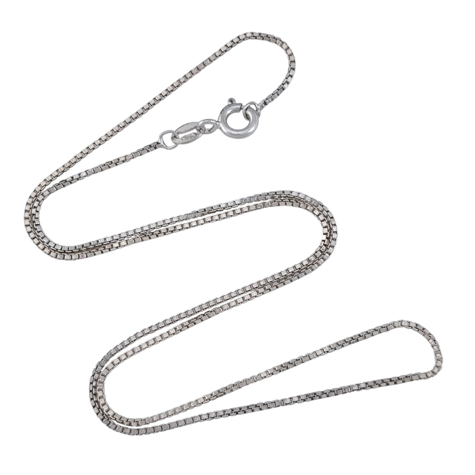Vintage Italy Sterling Silver 925 Box Link Chain Necklace 16″