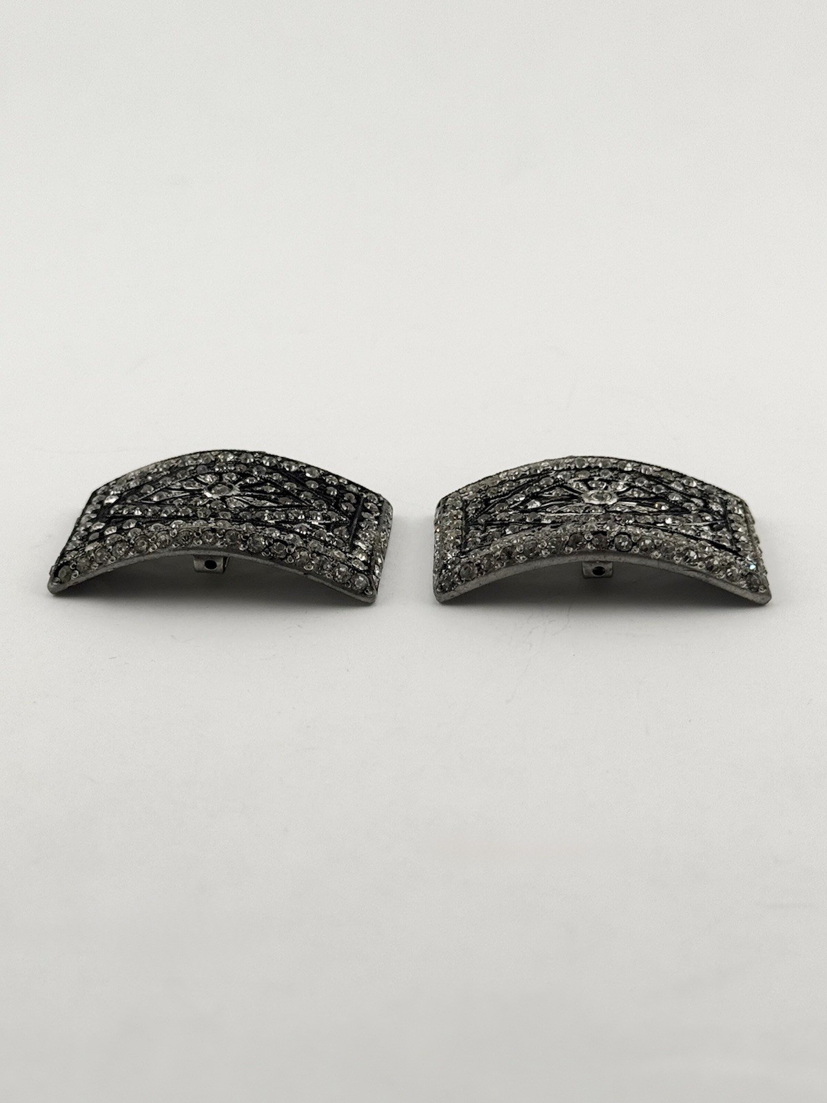 Vintage Fishson Henry Fishel & Son Silverite Buckles W/ Rhinestones