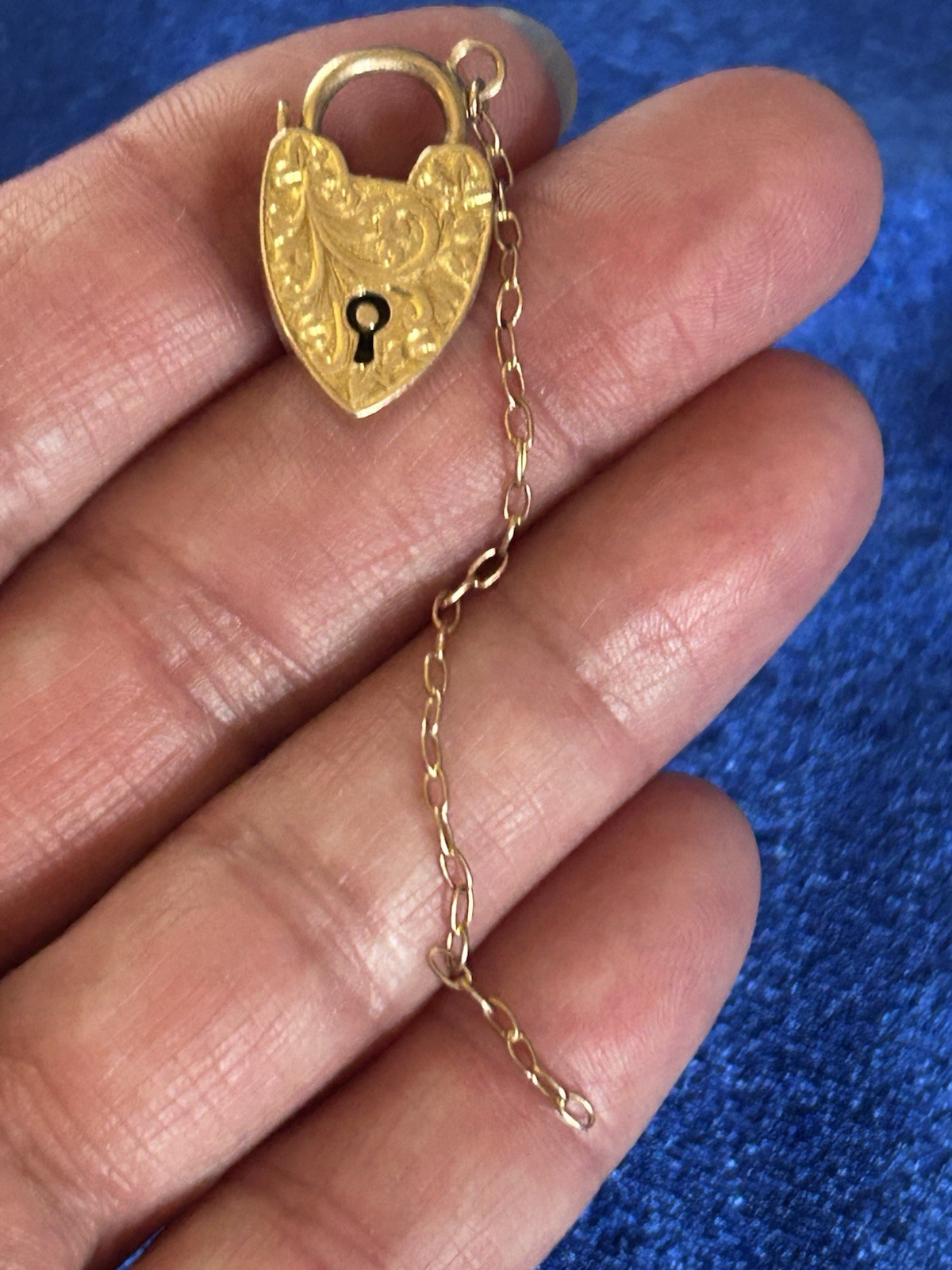 Vintage Circa30s 9ct Solid Gold Padlock Pendant or Charm With Floral Scrolls Old