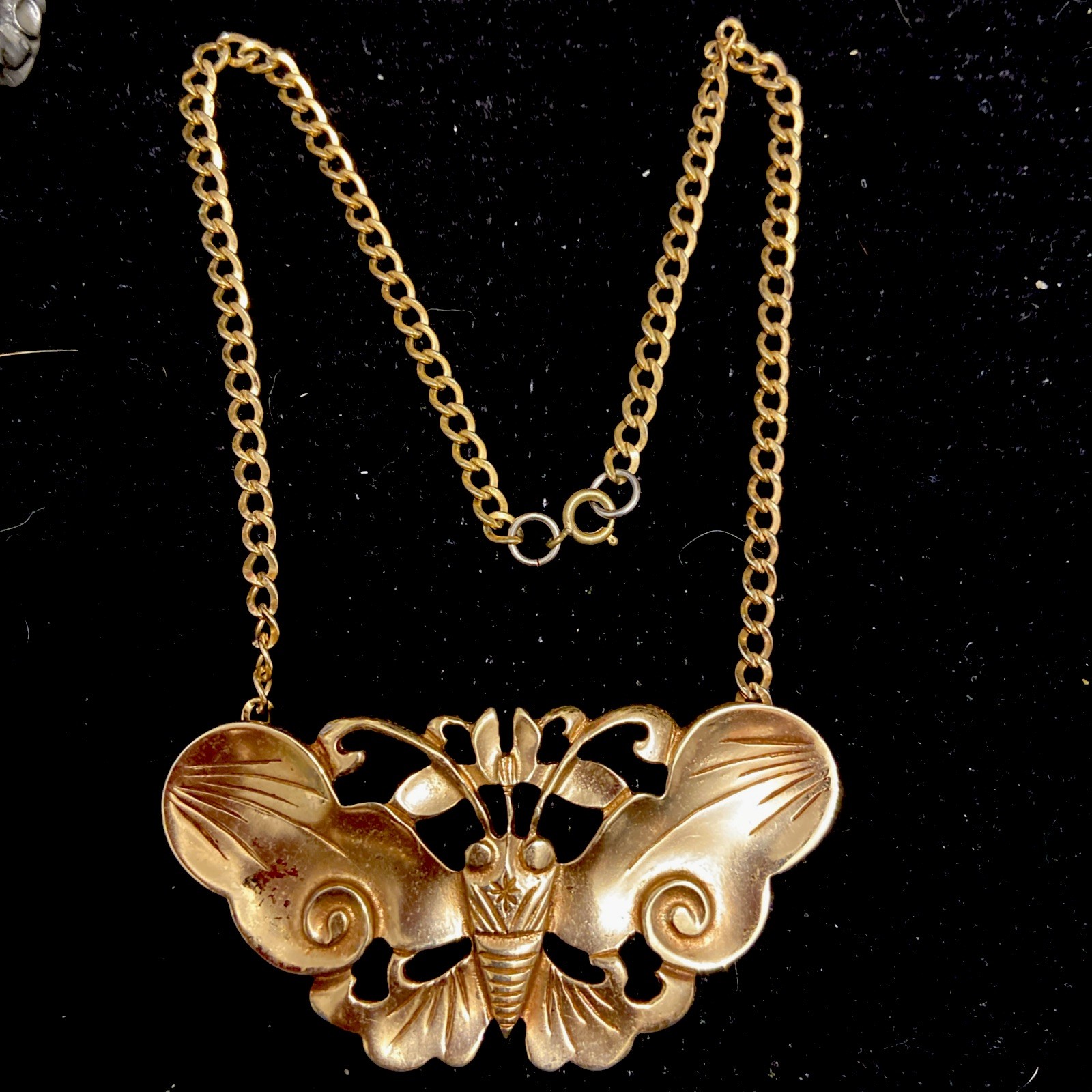 Vintage SI Alva Studios Asian Butterfly Replica Statement Necklace 1970’s