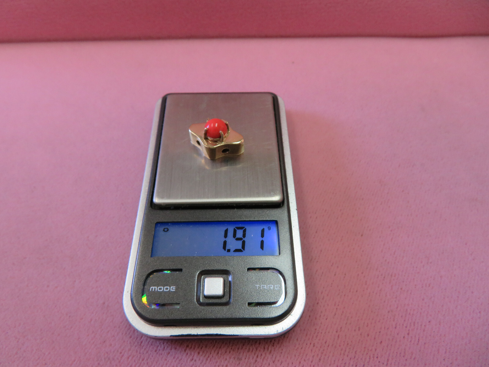 14K Solid Y. Gold Coral Slide Charm for Bracelet 1.91 Grams