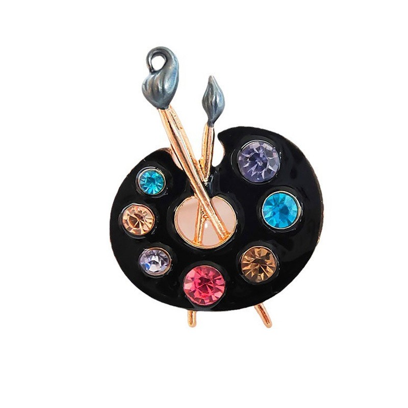 2P Artist Palette Brush Brooch MultiColor Lapel Pin Daily Jewelry Accessory
