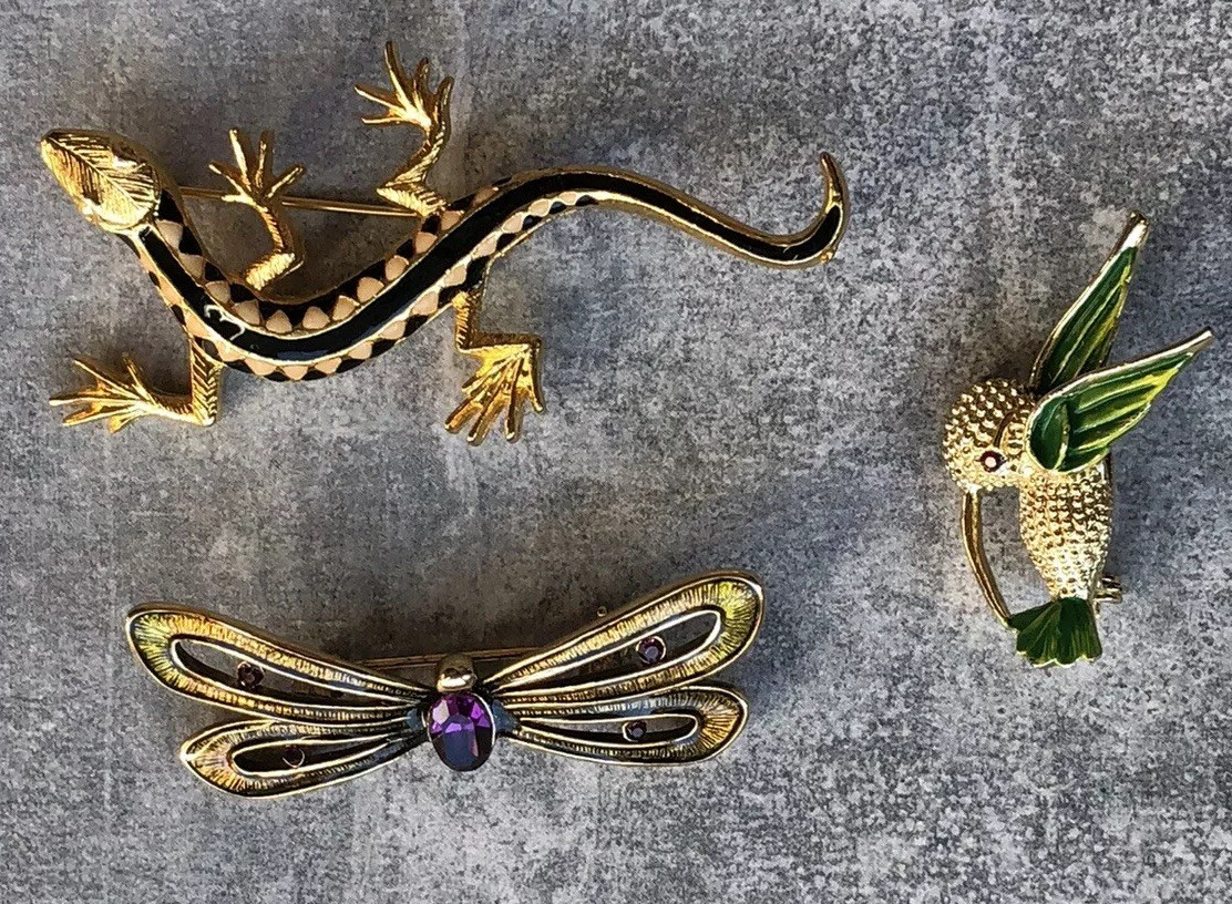 ANIMAL LIZARD HUMMINGBIRD BUTTERFLY BROOCHES LOT MONET GERRY’S SOME RARE VINTAGE
