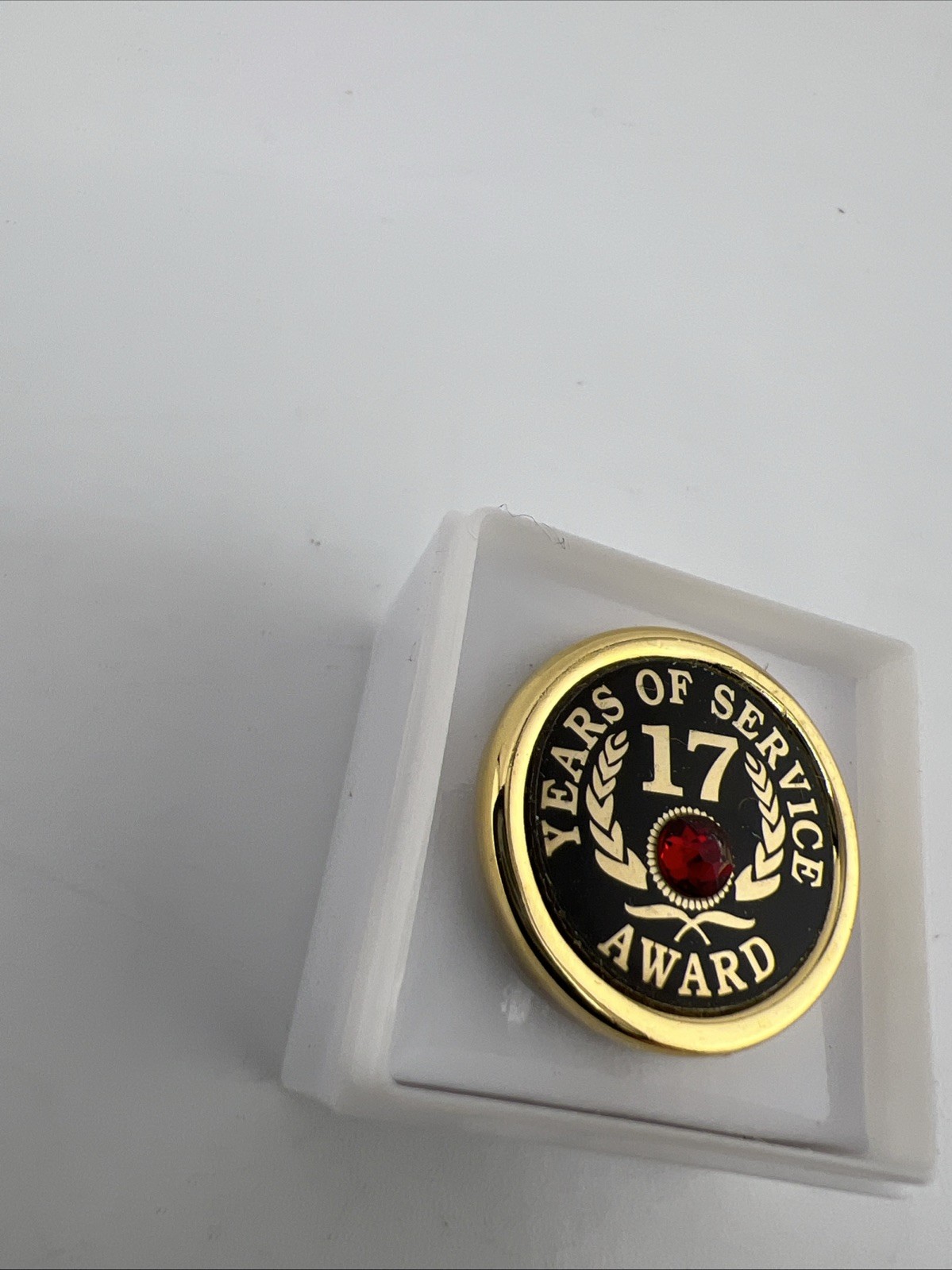 17 Years Of Service Award Red Rhinestone Lapel Pin Brown Industries