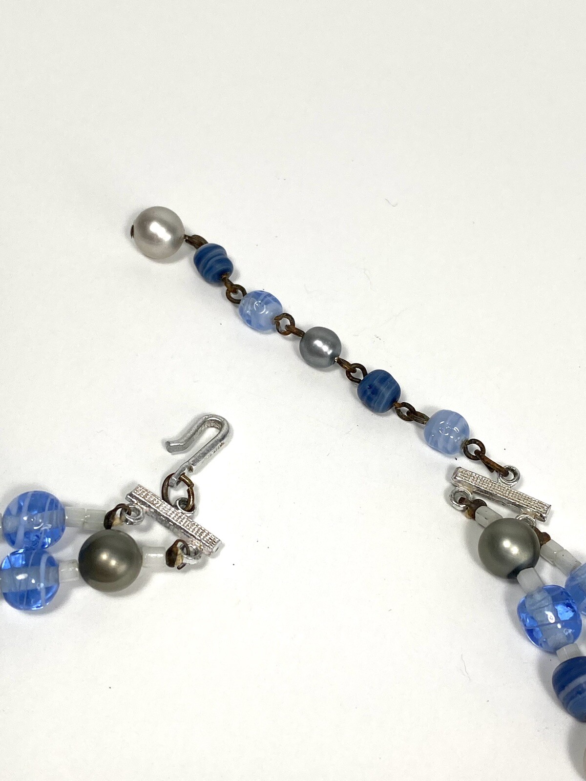 Japan Necklace Two strands Blue Glass Acrylic Beads 14”+ 2”
