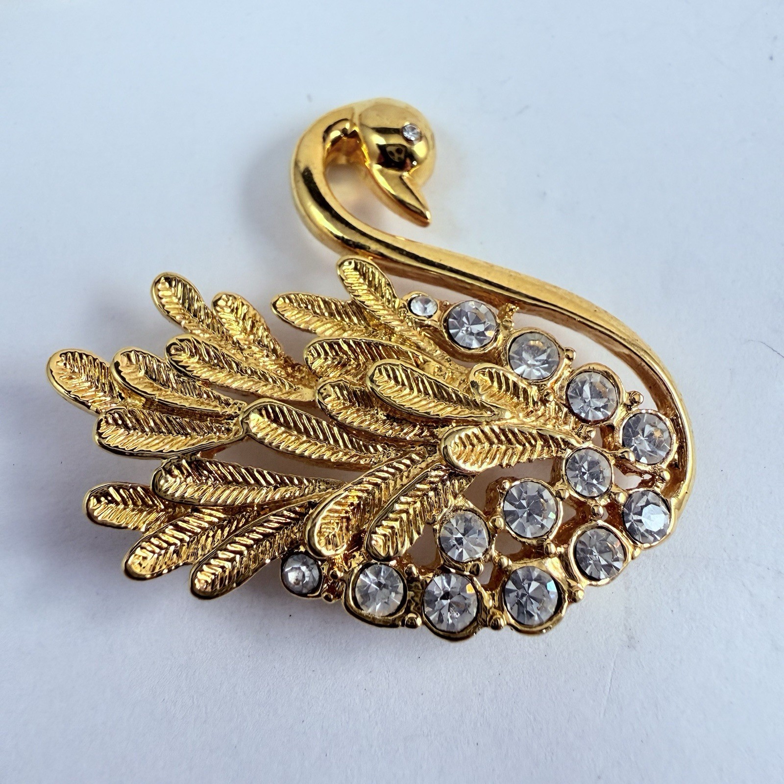 Vintage 3 Pins Rhinestone Swan Courting Couple Heart Brooch Romance