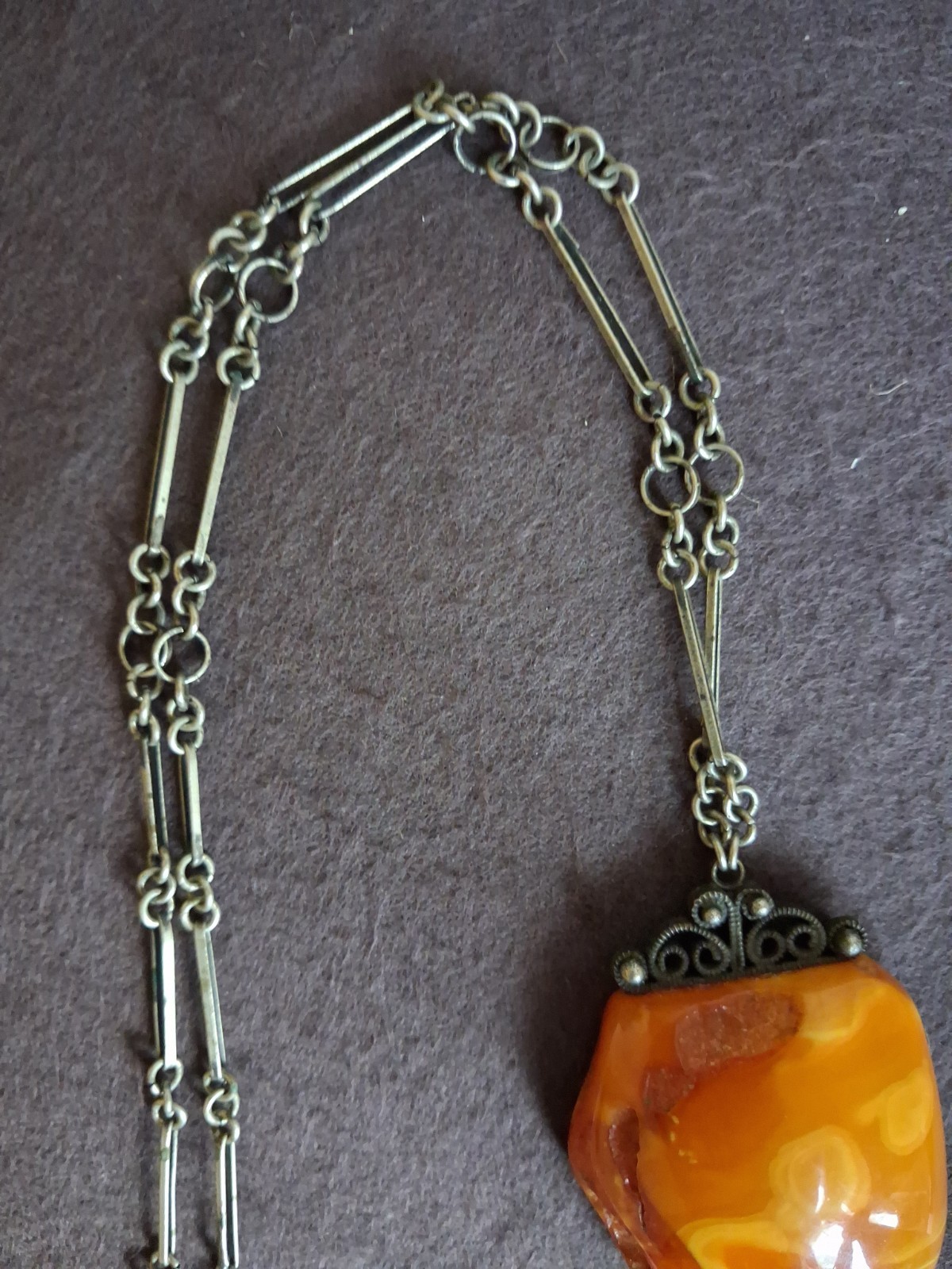Vintage Egg Yolk Baltic Amber Large Nugget Necklace