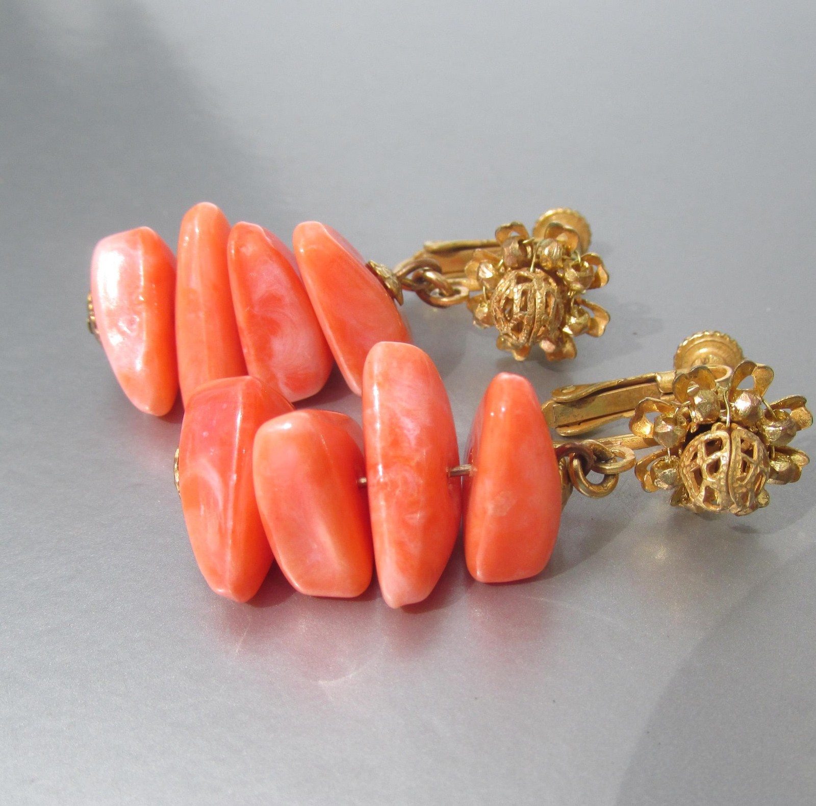 RARE Signed Miriam HASKELL Vintage Necklace Bracelet Earrings Faux Coral Set