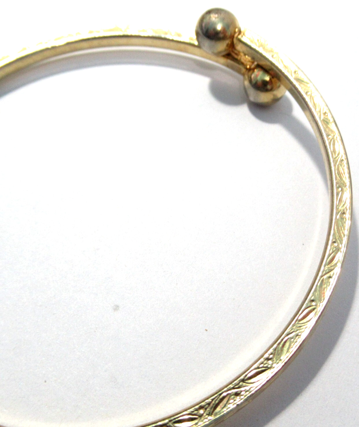 Gold Tone Bangle Bracelet Etched Design Vintage