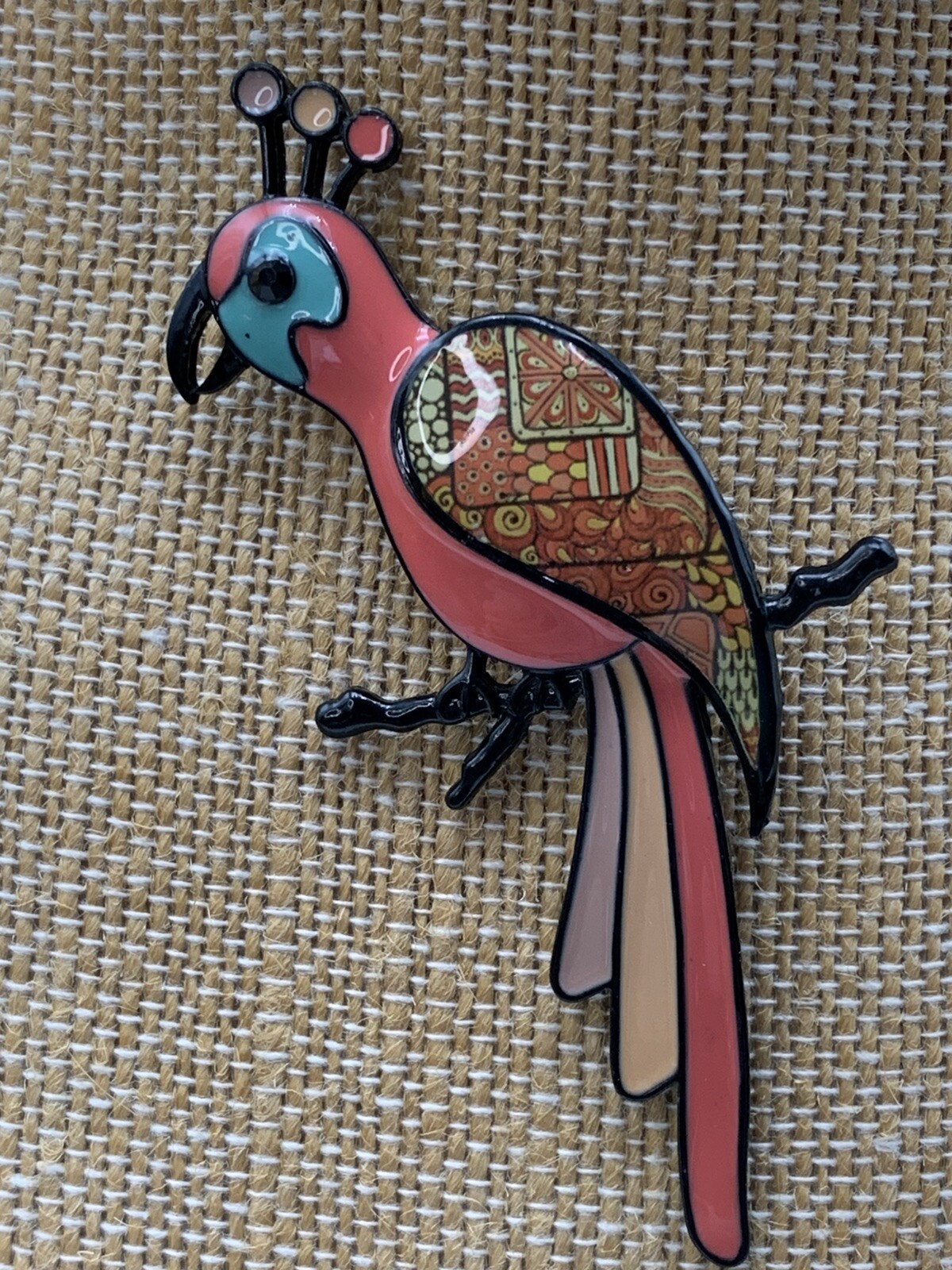 VIE OR Enamel Parrot 23/4”L X 1 1/2”