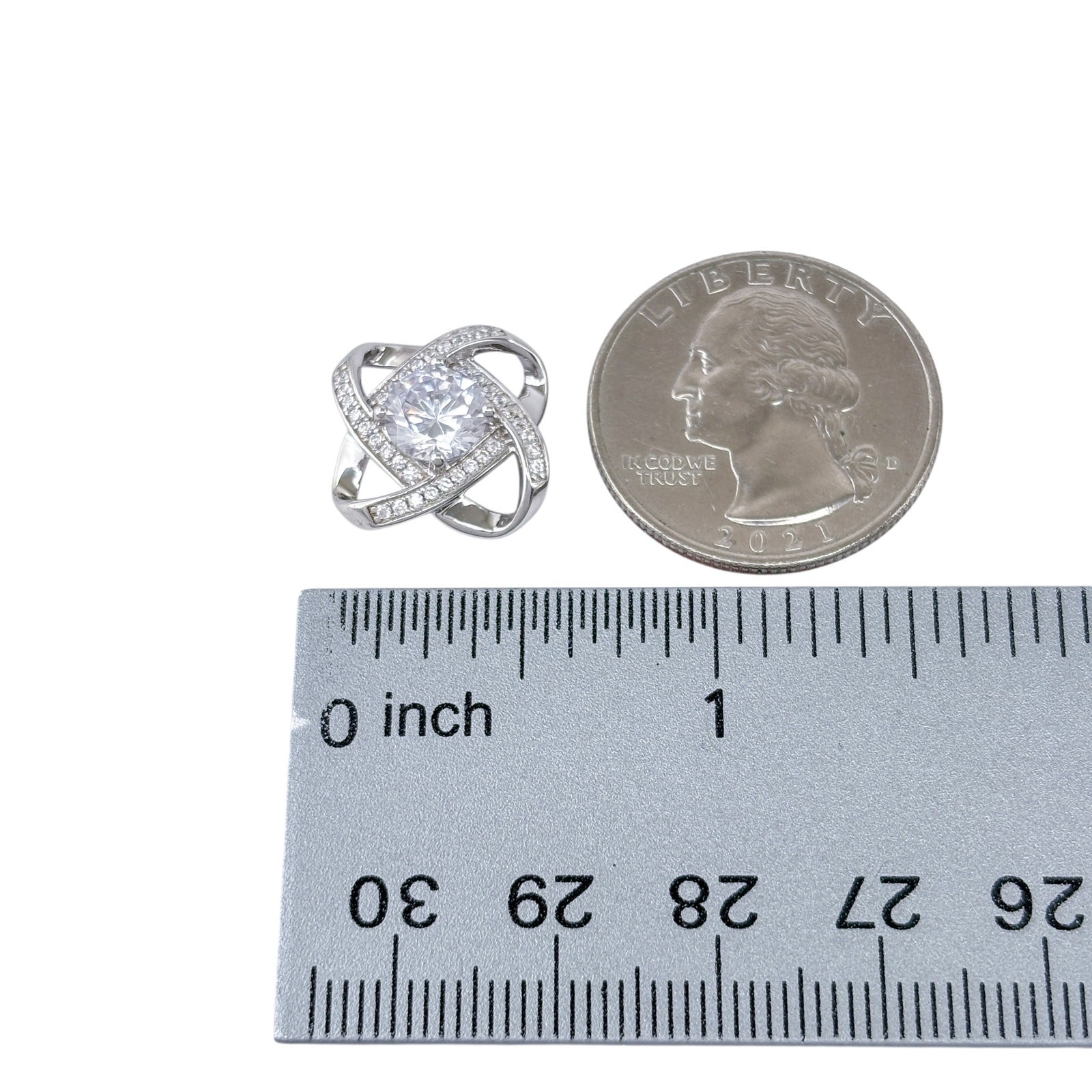 Crossover Cubic Zirconia Cushion Cut Pendant | Vintage Sterling Silver 925