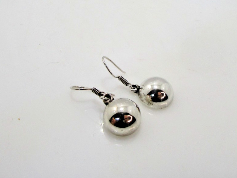 Classic Dome Bead Dangle Wire Drop Sterling Earring Mexico TC -88