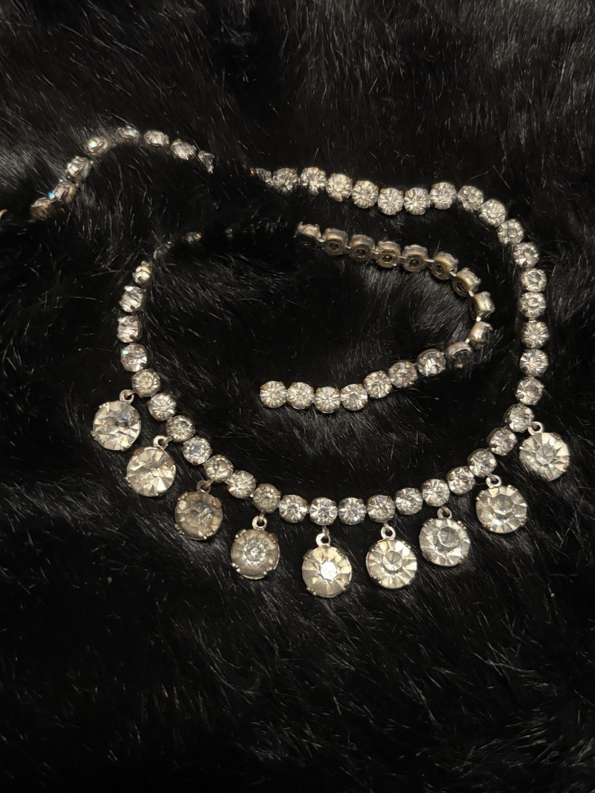 Silver Tone Clear Crystal Rhinestone Jewelry Necklace Bracelet Women
