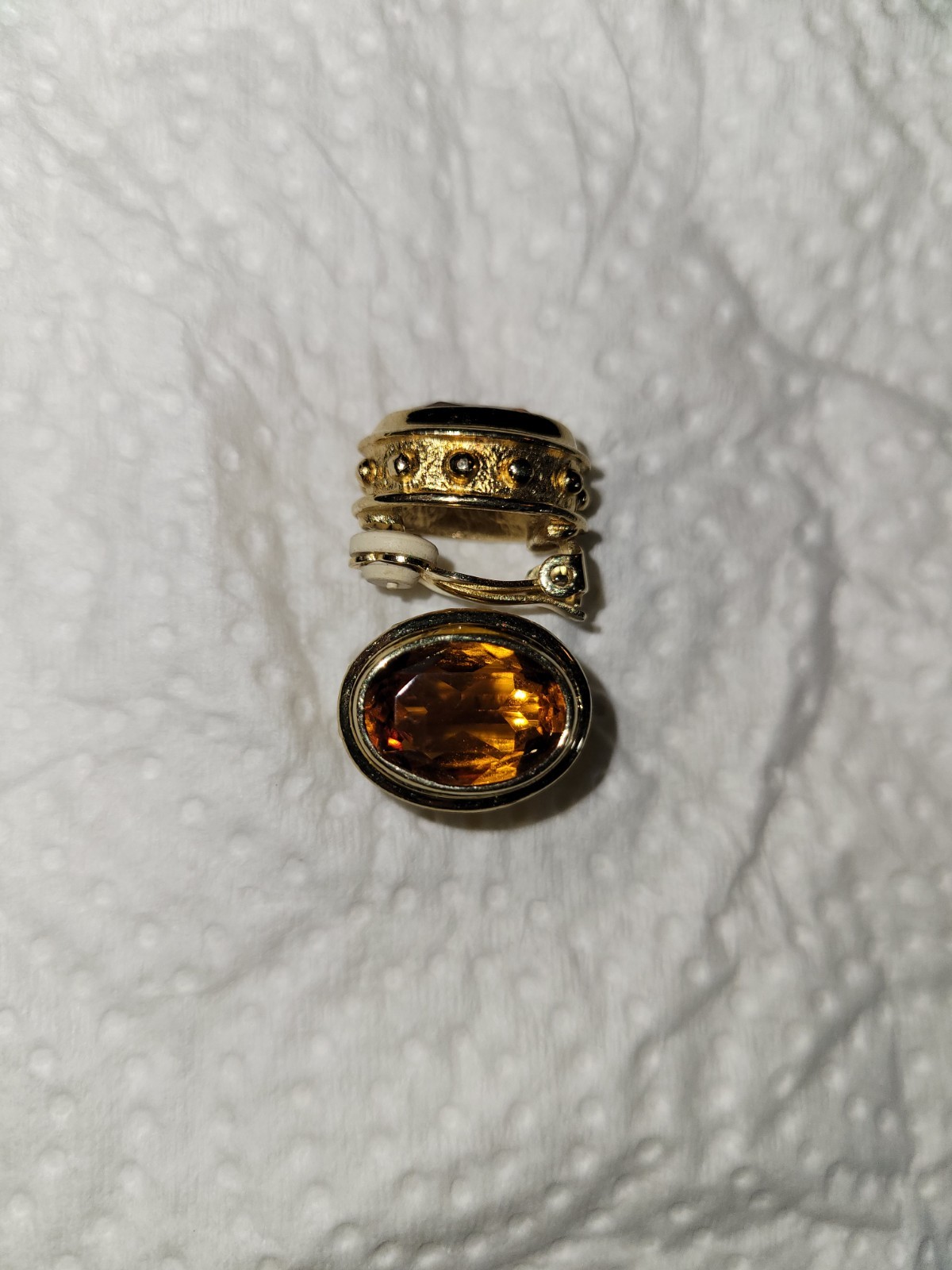 Vintage Citrine Clip On Earrings I Believe They Are Gold Plated Not Sure As-Is