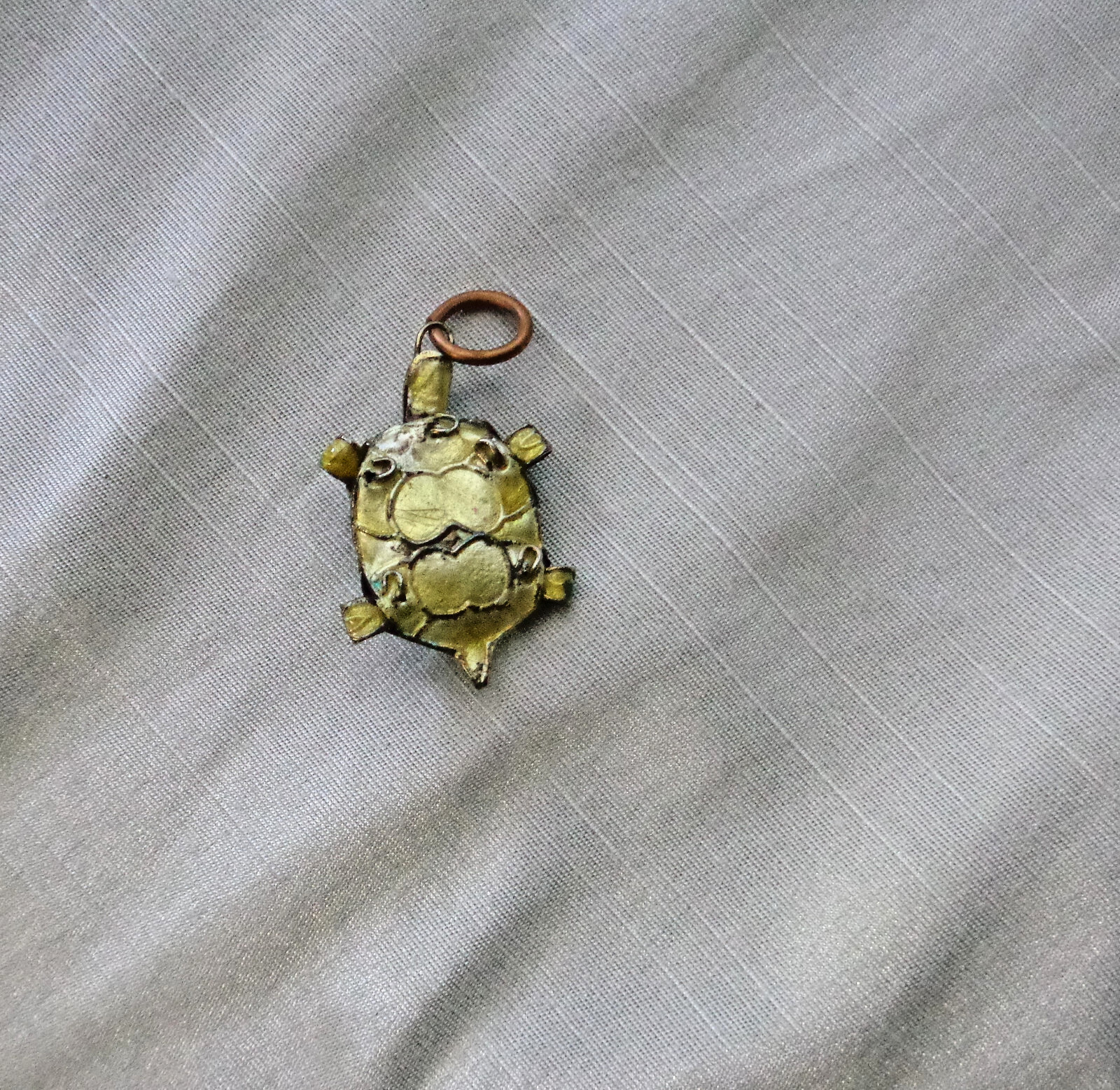 vintage enameled articulated turtle charm, approximately 1 1/2 “