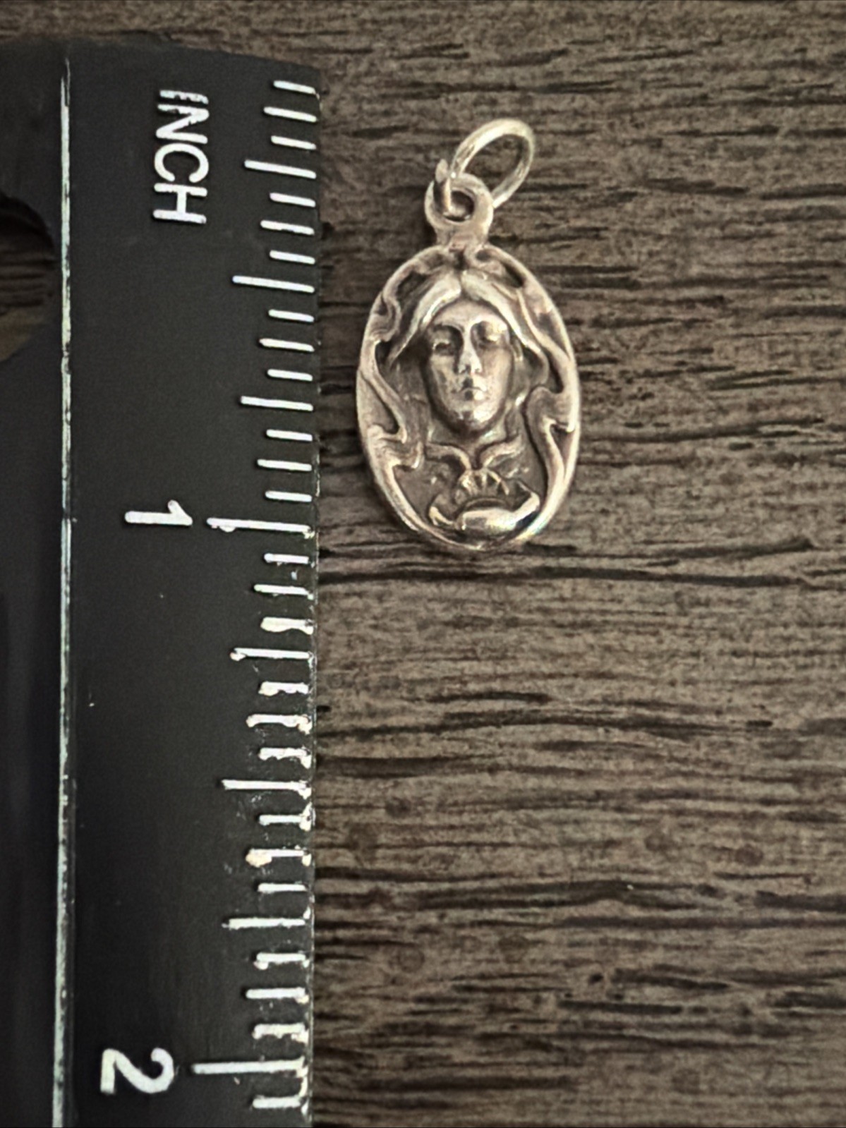 Art Nouveau Sterling Silver 925 Lady Portrait Pendant Charm Marked NV