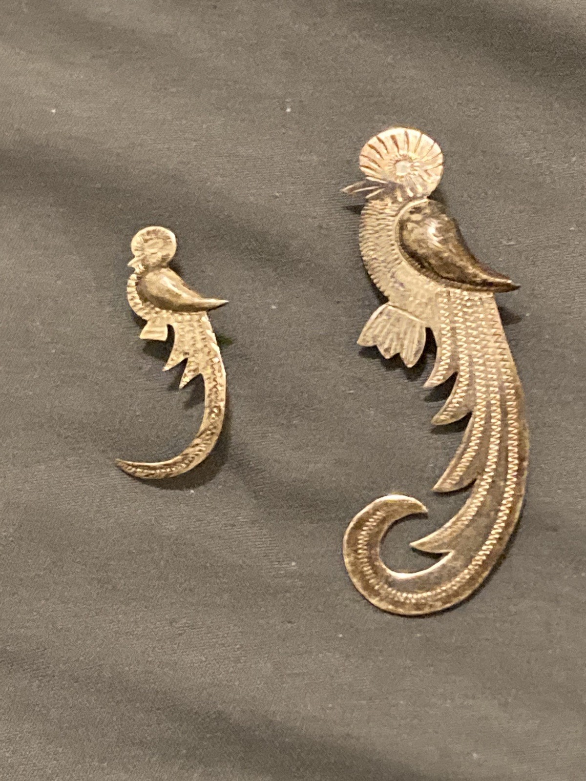 Guatemala Vintage Antique 900 sterling & 925 bird Quetzal Brooch lot of 2