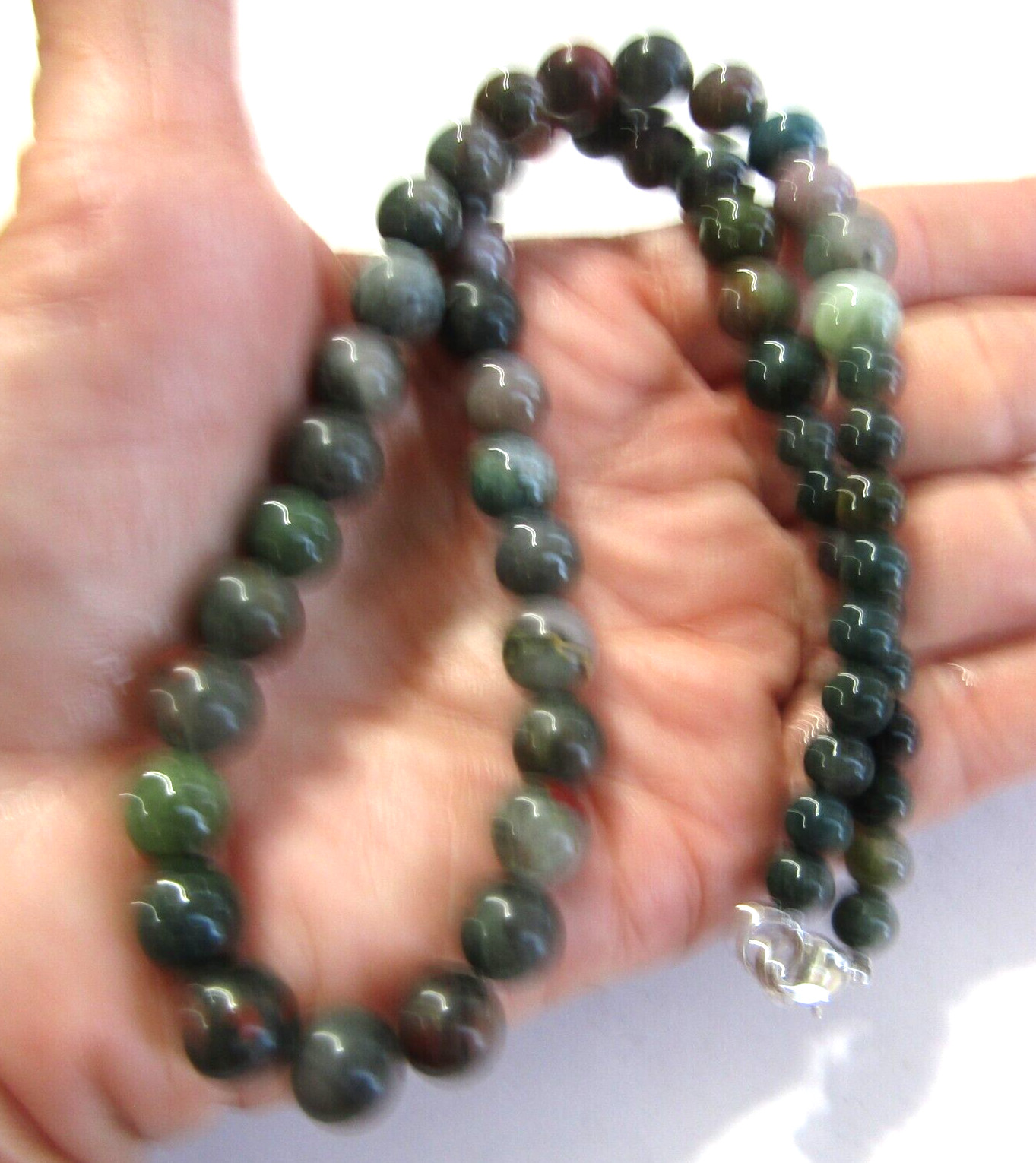 Vintage Bloodstone Necklace 5 to 8mm 17.5 inch