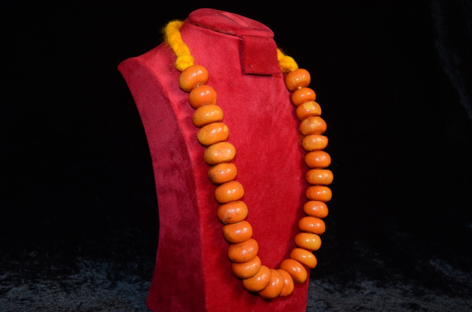 VTG Moroccan Necklace Coral Orange Berber Pendant Amber Handmade Beads African