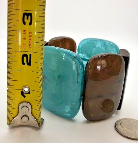 Vintage Multicolor LUCITE and WOOD STRETCH BRACELET 60s 70s