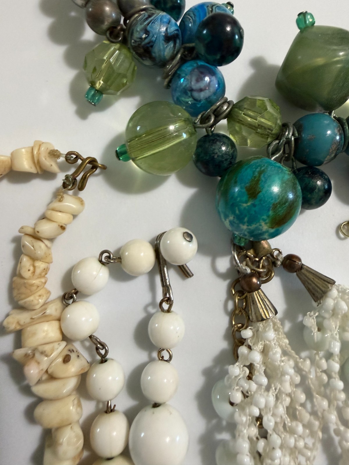 Lot of 13 Necklaces Vintage Costume Shell Beaded Pendant Wood Crocheted Dress Up