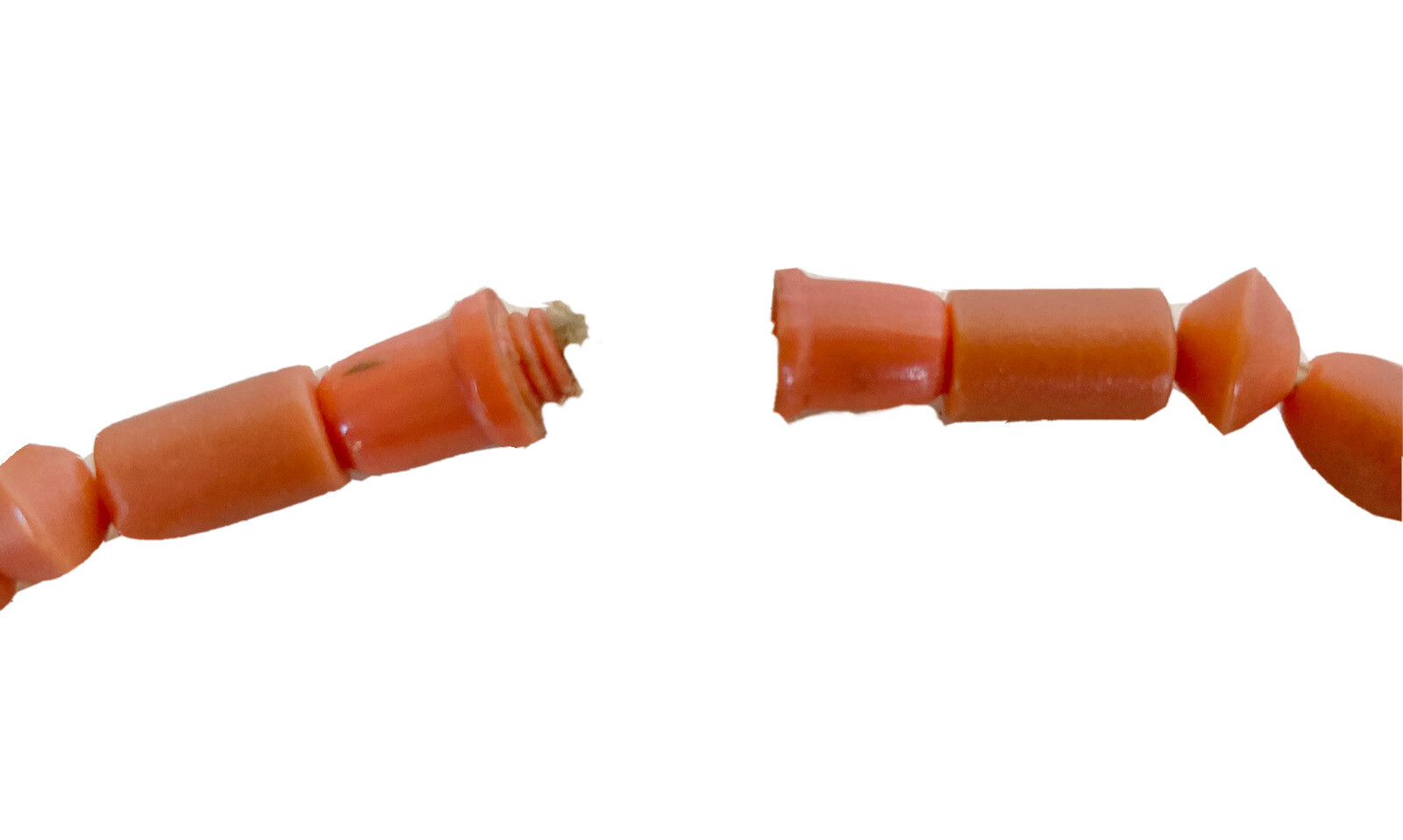 Vintage Celluloid Necklace in Salmon/Coral Color, 16-1/2″ Long