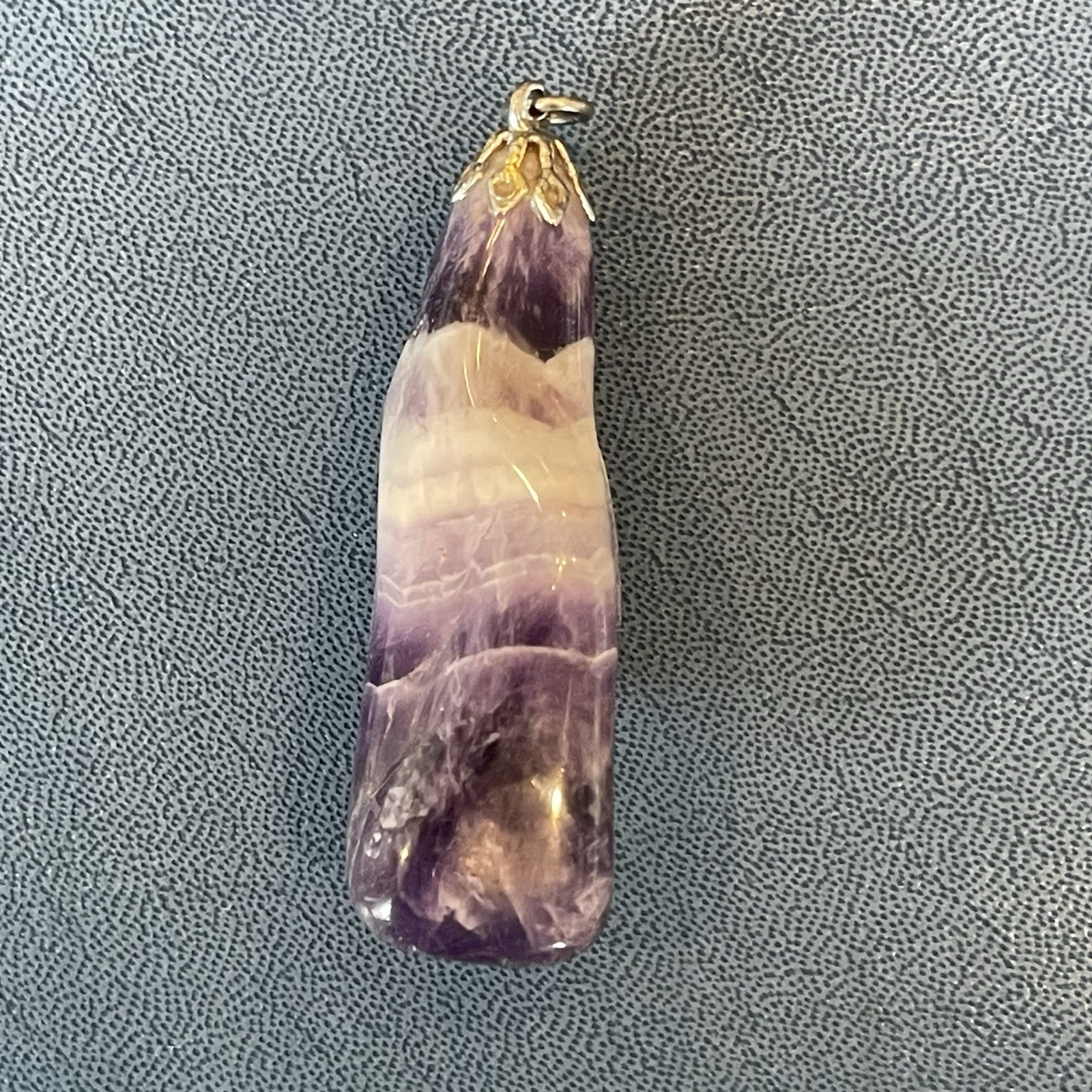 Vintage 1970’s Raw Polished Amethyst Pendant Large Purple No Chain Included