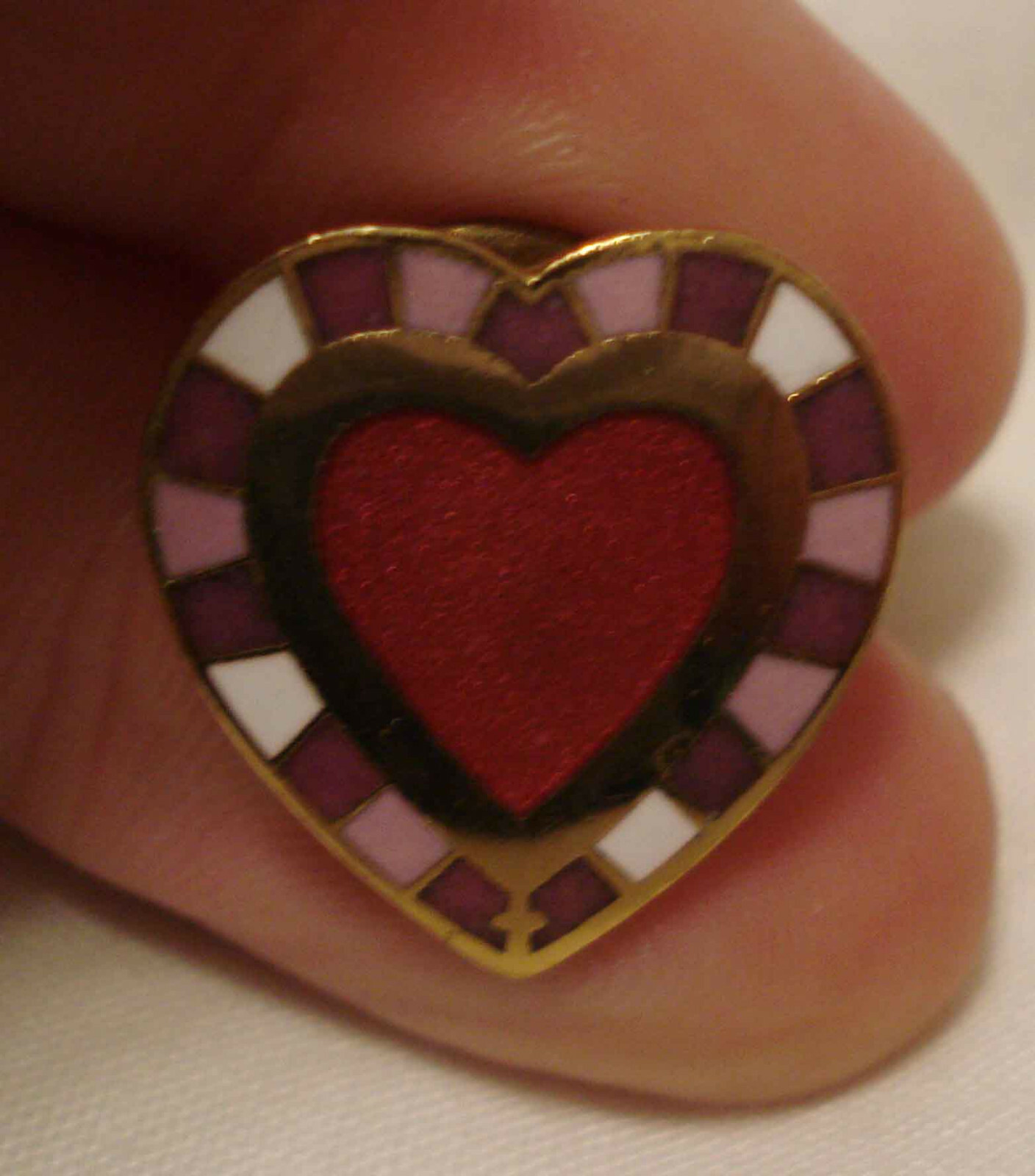 Valley Casting Happy Mothers Day Enamel Red Pink Gold Tone Lapel Hat Pin Brooch