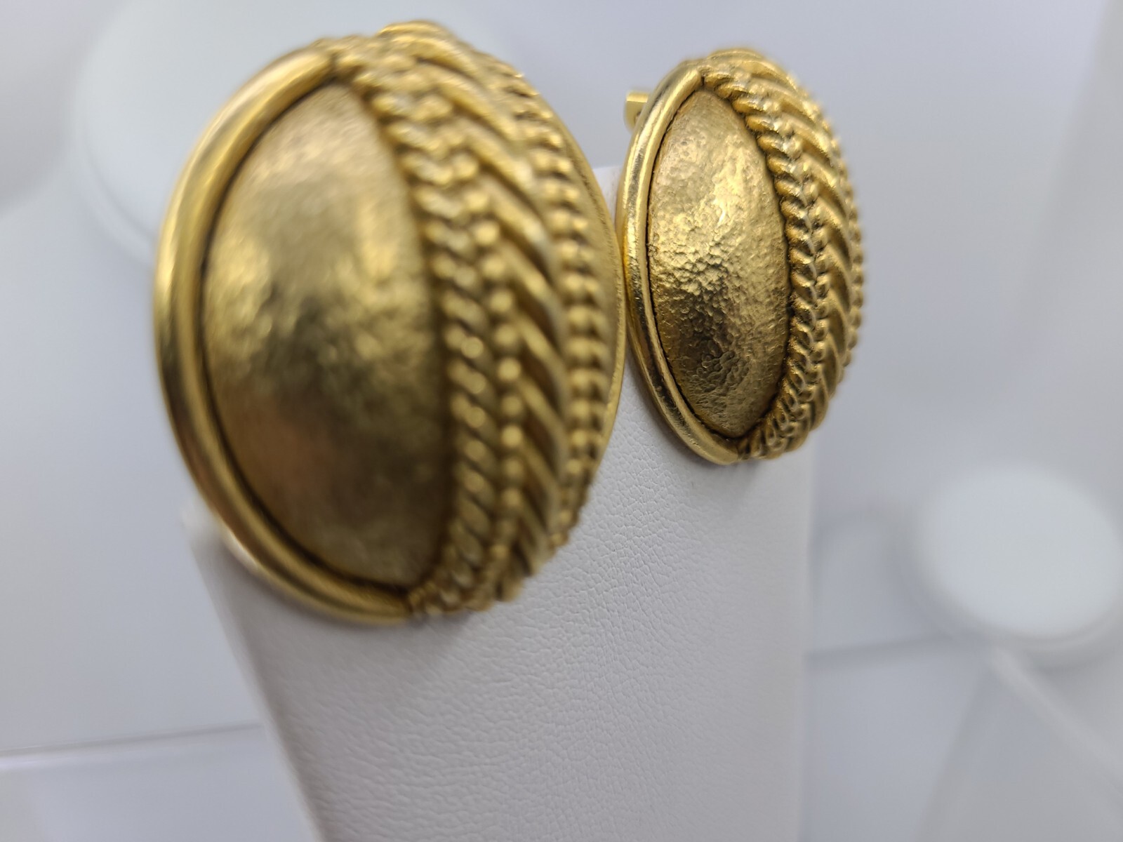 Vintage 80’s Heavy Large Dome Twist Gold-Tone Orena Paris Clip-on Earrings