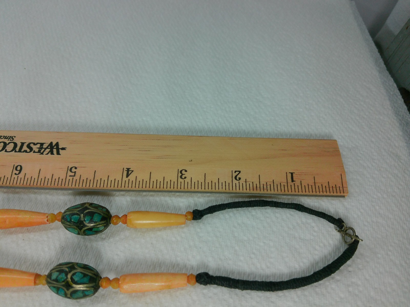 Vtg Turqoise Chip Inlay Silver Cow Bone Beaded Tribal Flower Pendant Necklace