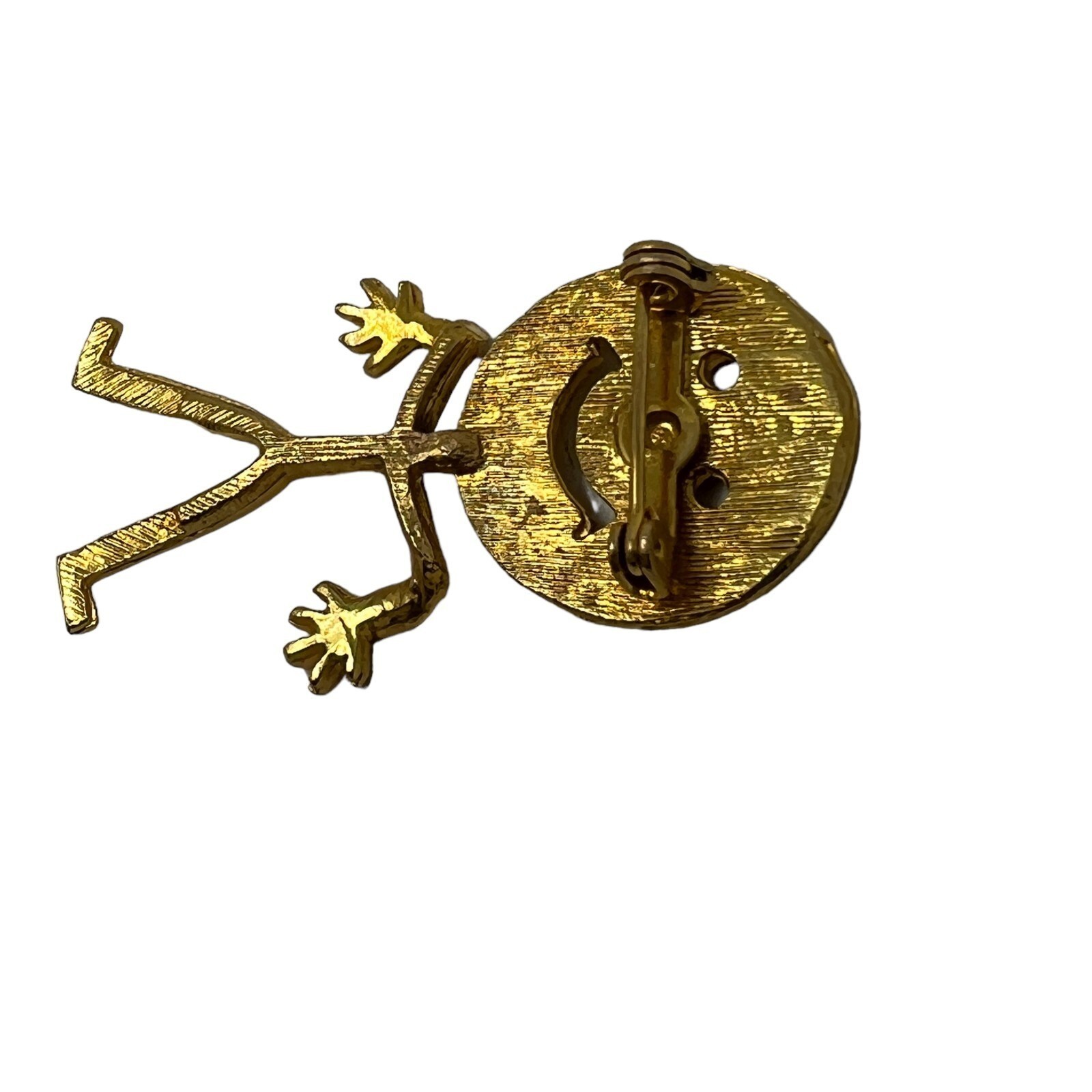 Smiley Face Brooch Gold Tone Happy Person with Dance Hands Pin