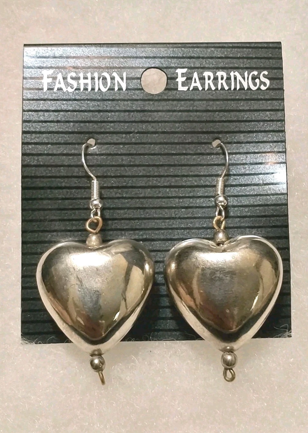 VTG Earrings 80’s ART DECO/BOHO Classic 3D Big PUFFY HEARTS Chunky DANGLE Drop