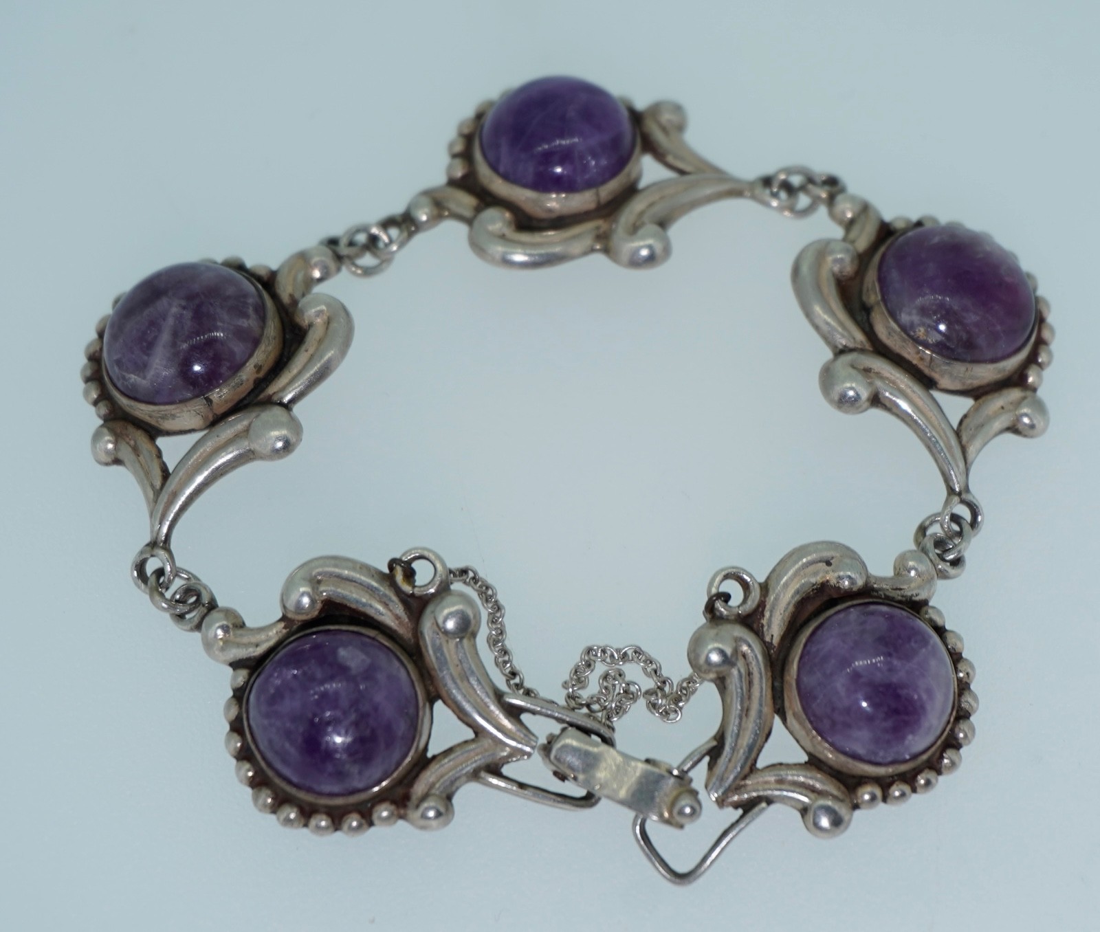 Los Castillo Sterling Silver & Amethyst Bracelet #695