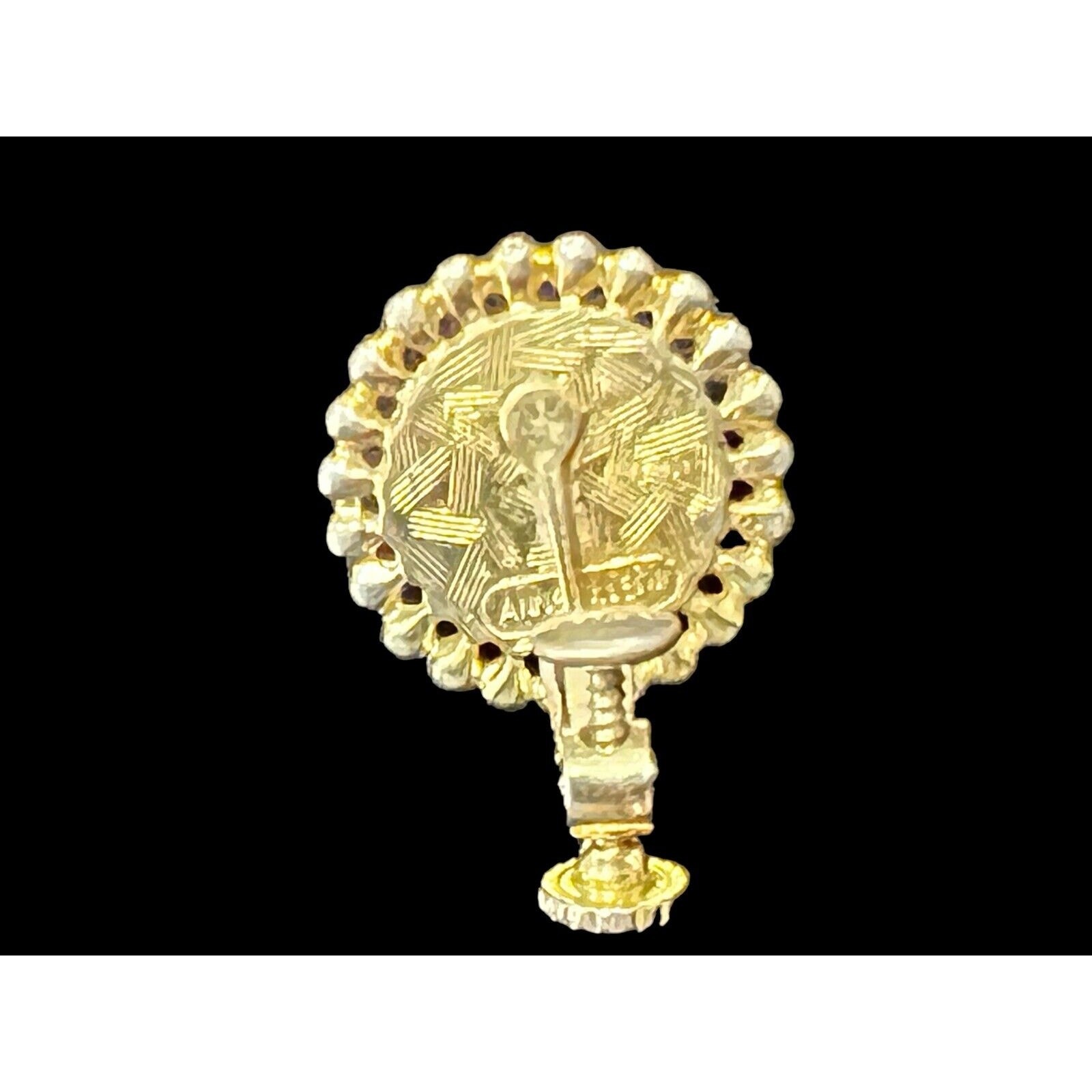 VTG Anne Klein Adjustable Clip On Earrings, Round Faux Pearl Cabochon Gold Tone