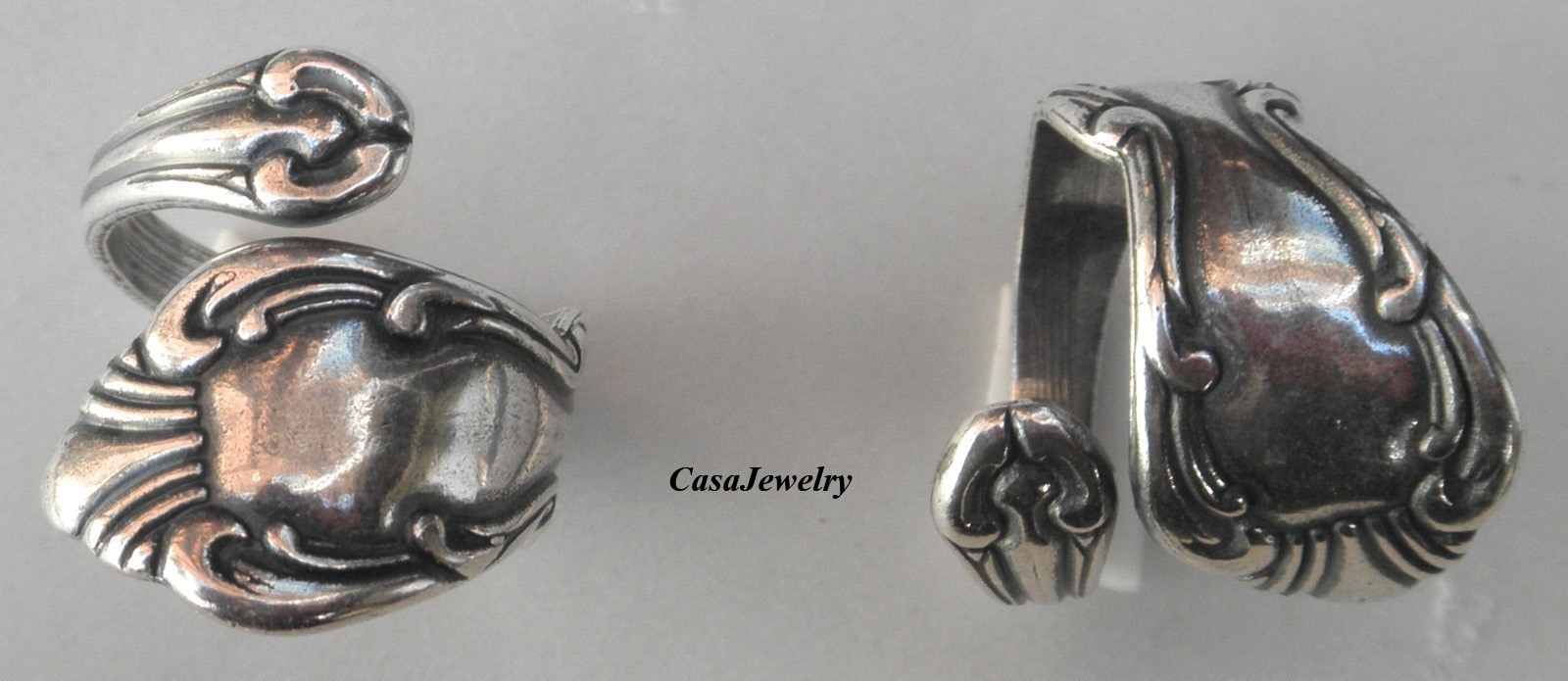#4222 ANTIQUED .925 STERLING SILVER PLATED ADJUSTABLE SPOON RING