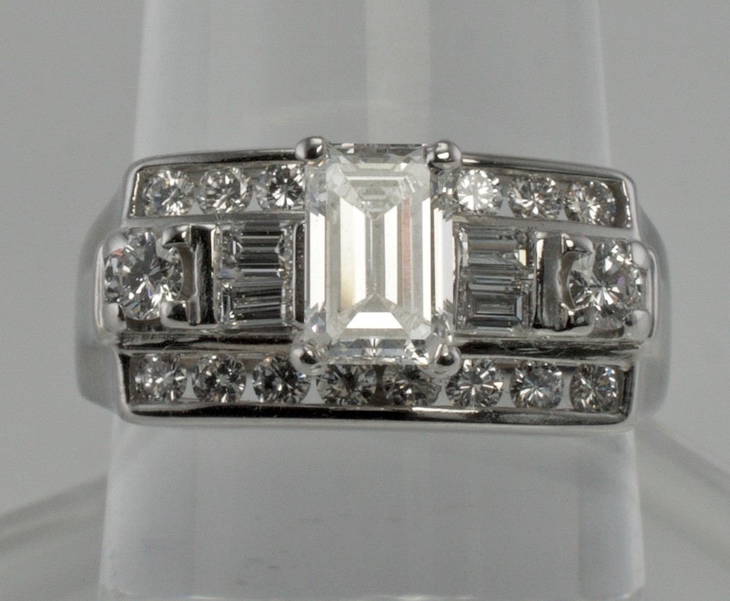 Natural Diamond Ring 14K White Gold Band 1.14 TDW Engagement Estate