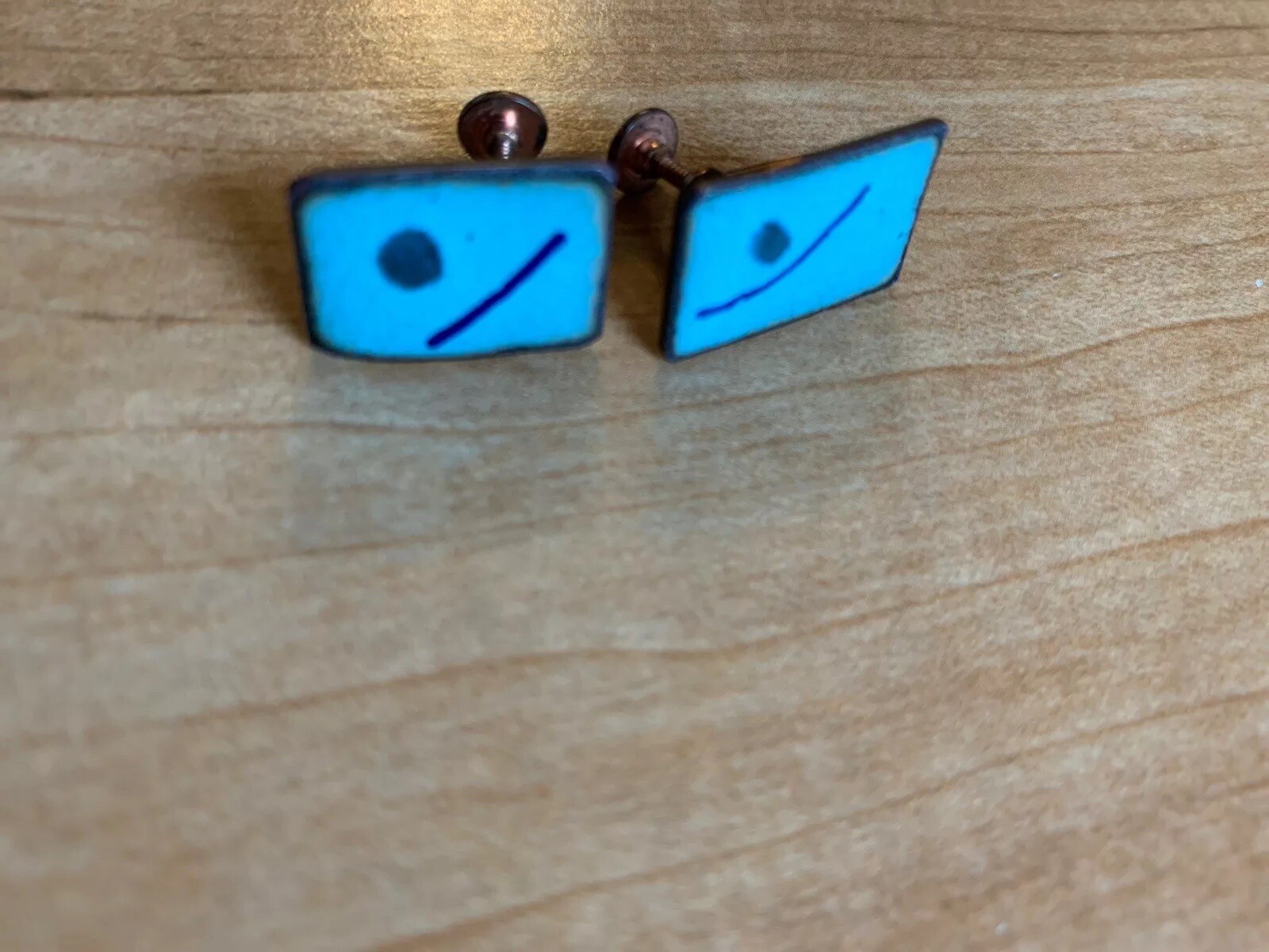 MCM Mid Mod 50’s Style Vintage Brooch & Earrings Set Blues Abstract