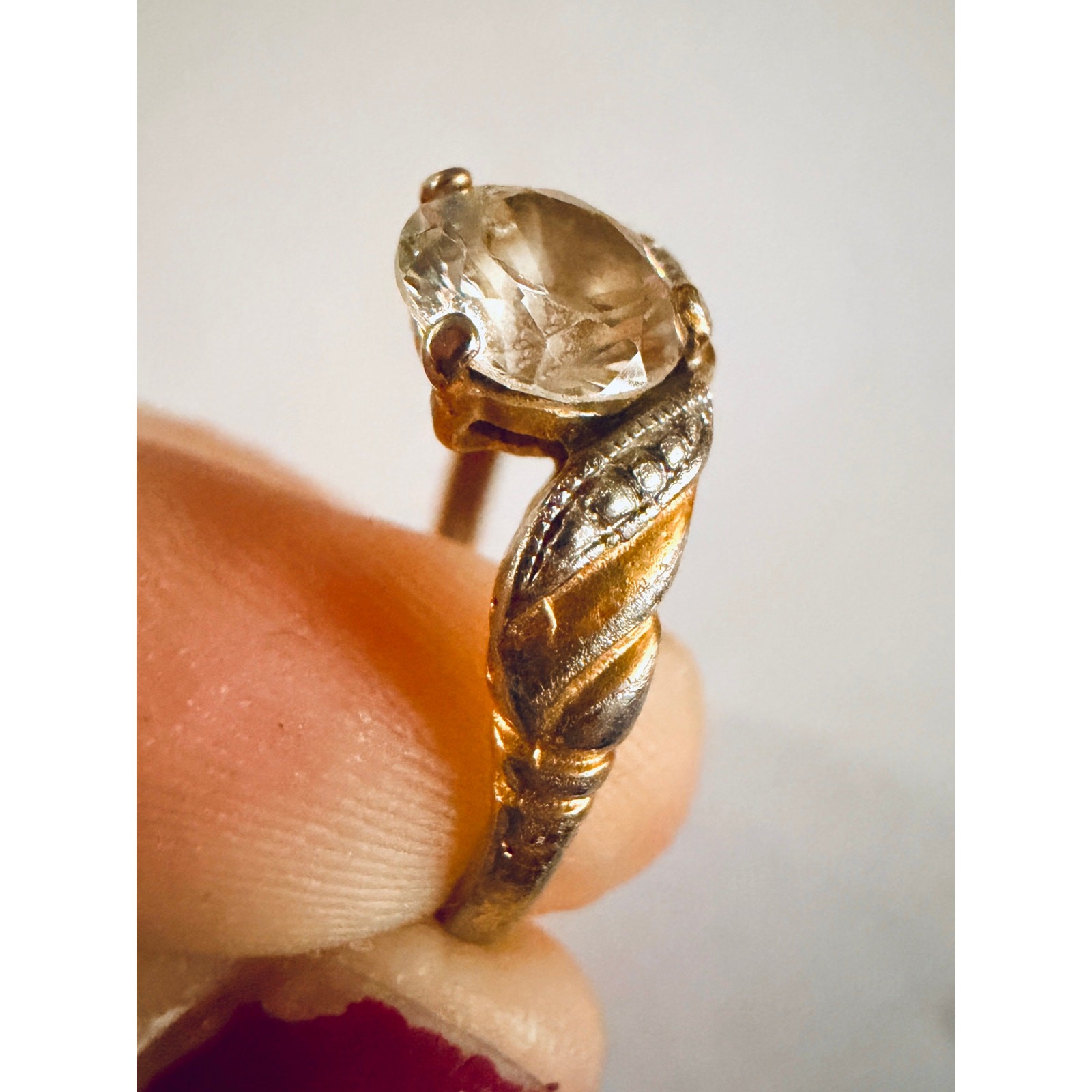 Signed LIND 14K HGE Heavy Gold Electroplate Vintage CZ Engagement Style Ring