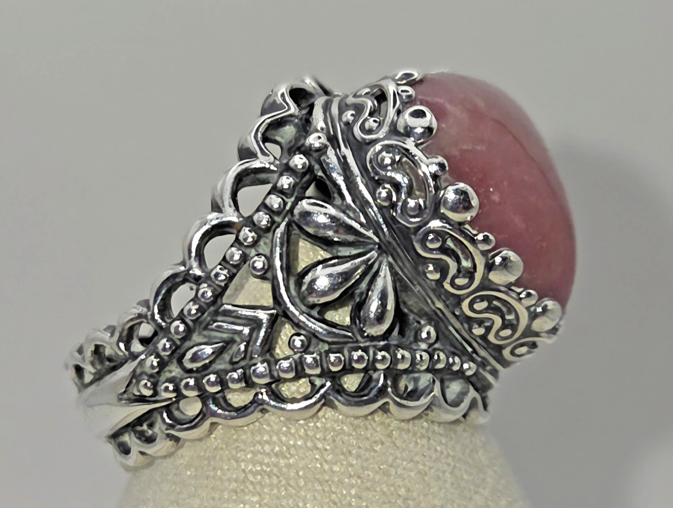 CAROLYN POLLACK SS PINK RHODONITE or RHODOCHROSITE HEART RING 7.25 GORGEOUS!
