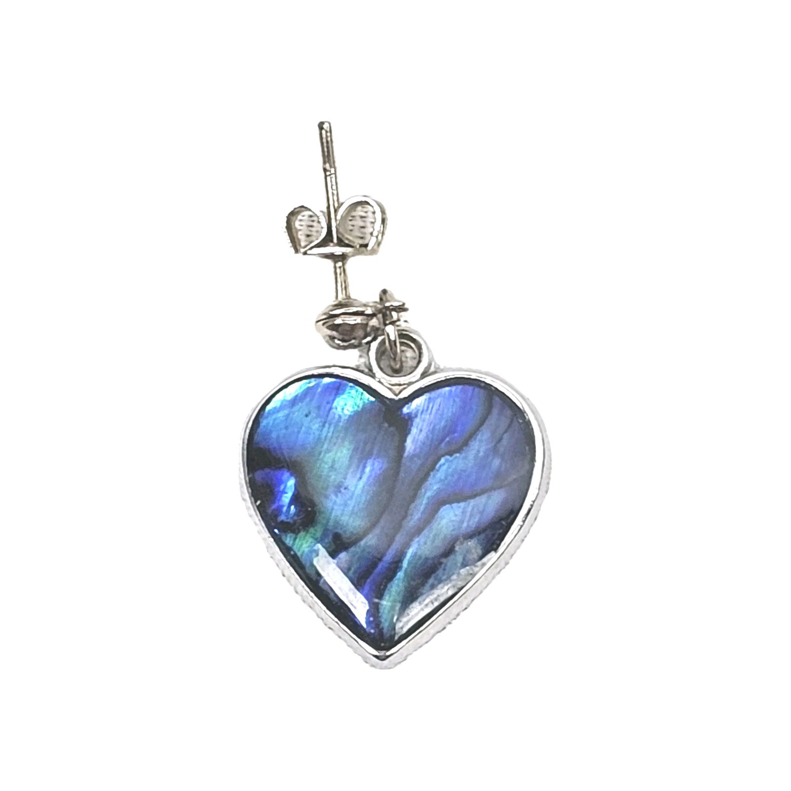 Vintage Paua Shell Heart Shaped Dangle Drop Earrings For Pierced Ears | 5/8″