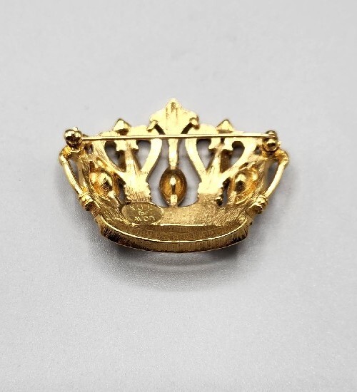 Vintage Signed KJL For Avon Crown With Rhinestone Brooch