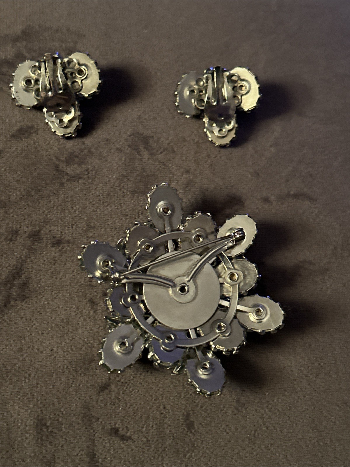 Vintage Rhinestone Brooch And Earrings