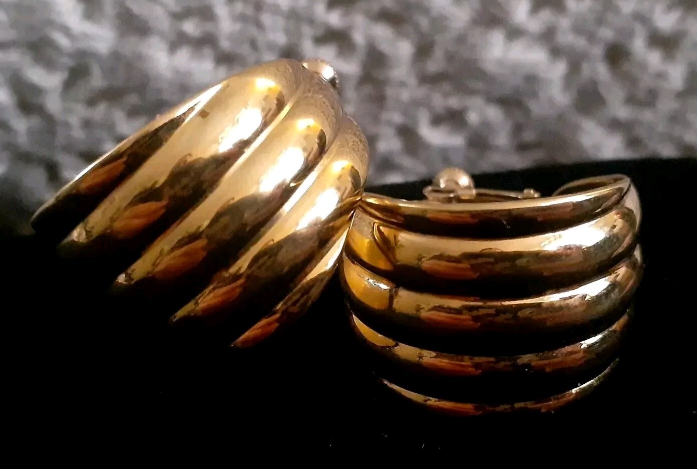 Vintage Napier Goldtone Wide Hoop adjustable clip on Earrings