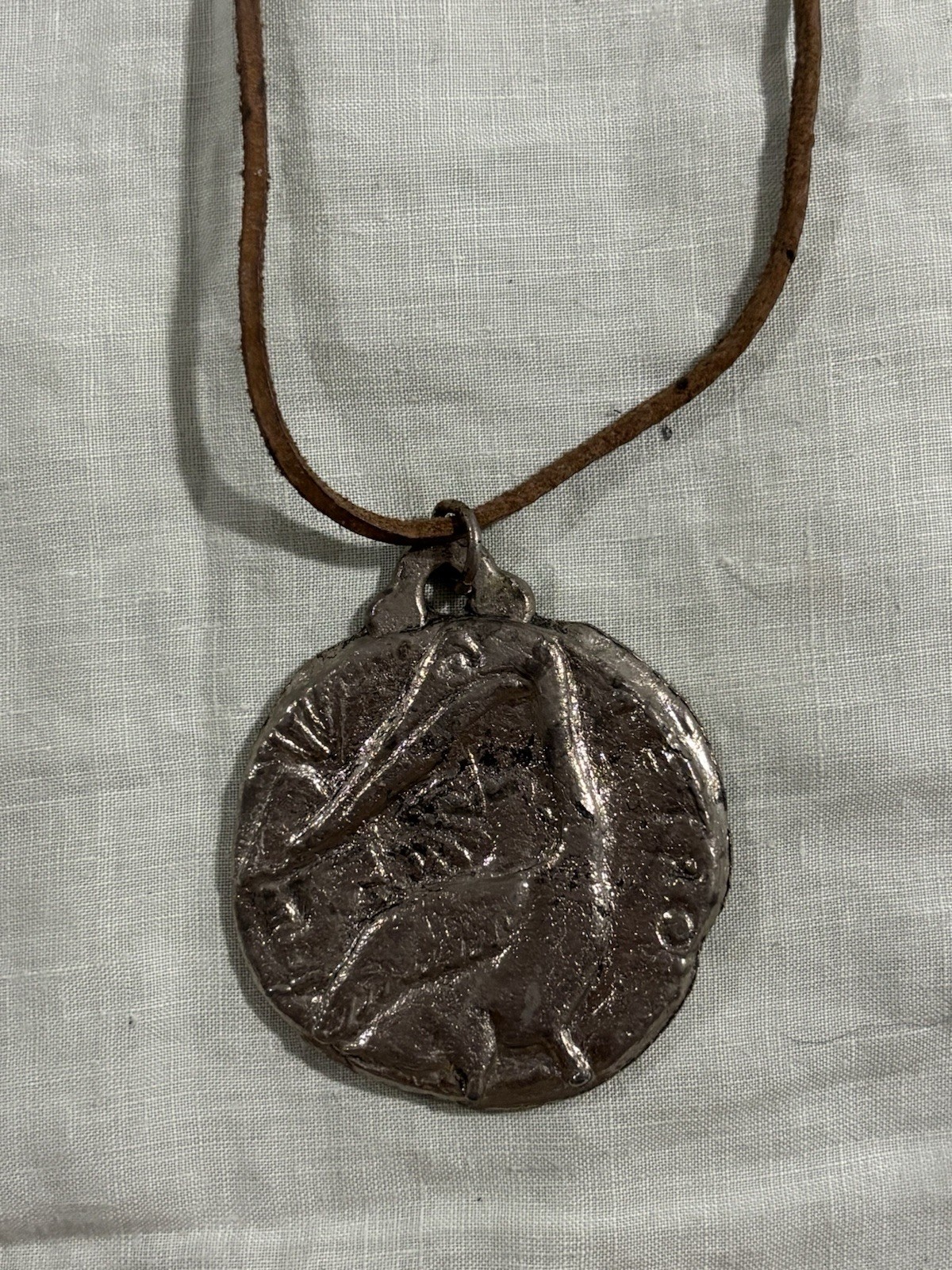 1958 Vintage Mykonos Greece Petros Pelican Pendant Necklace Windmill Souvenir