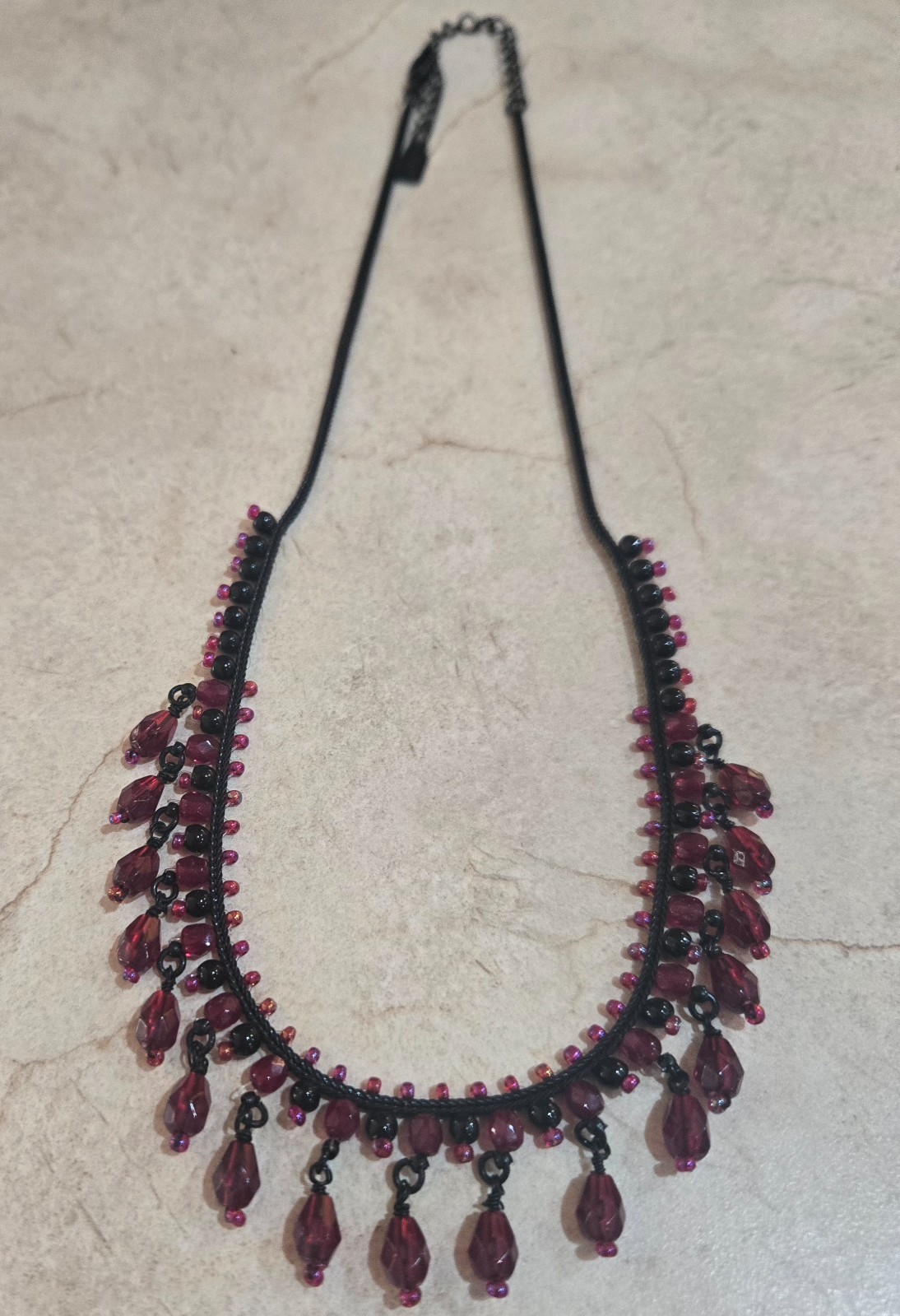 REDUCED Vintage-style 1928 Co. Red Iridescent Beaded Choker Necklace 18”