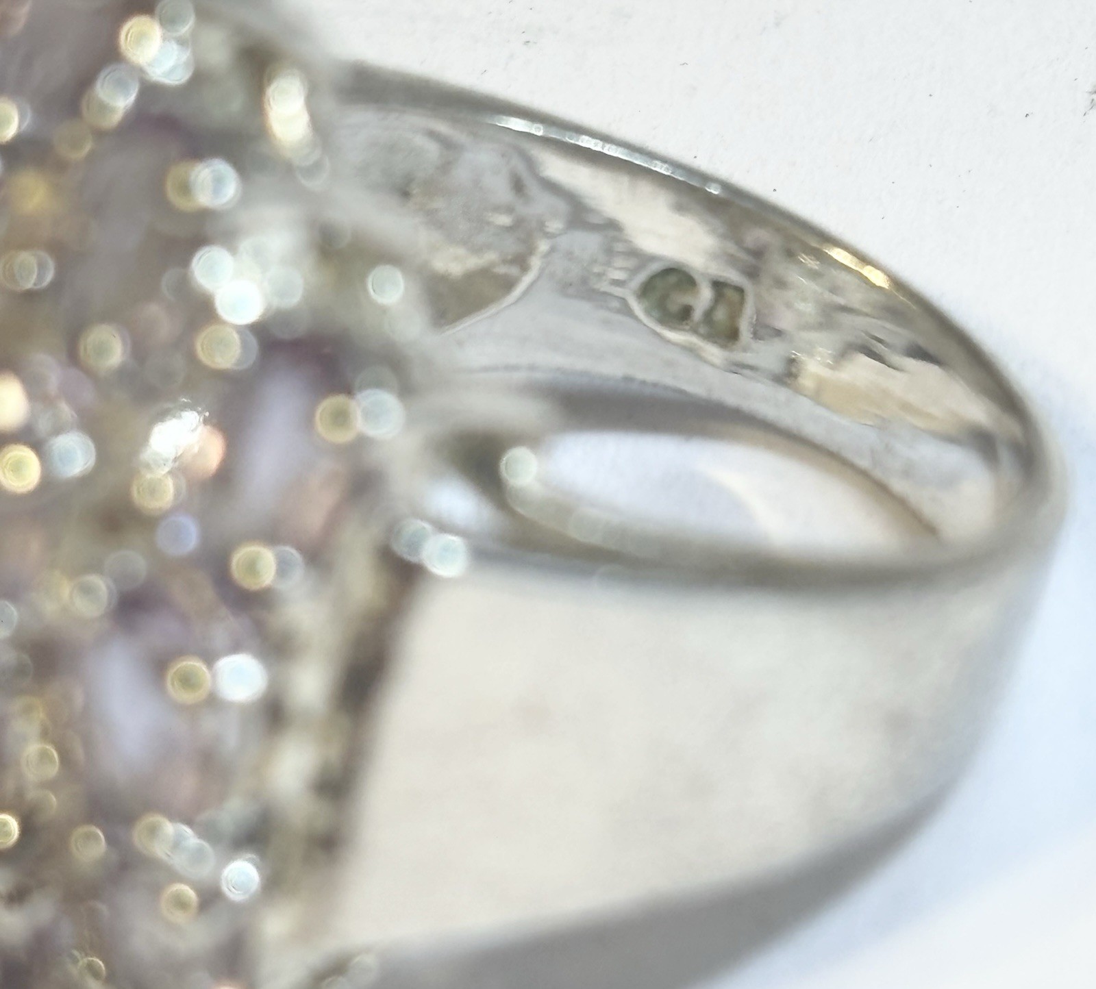 Vintage 925 Sterling Silver CZ Cluster Ring Size 5 1/4 20mm Center