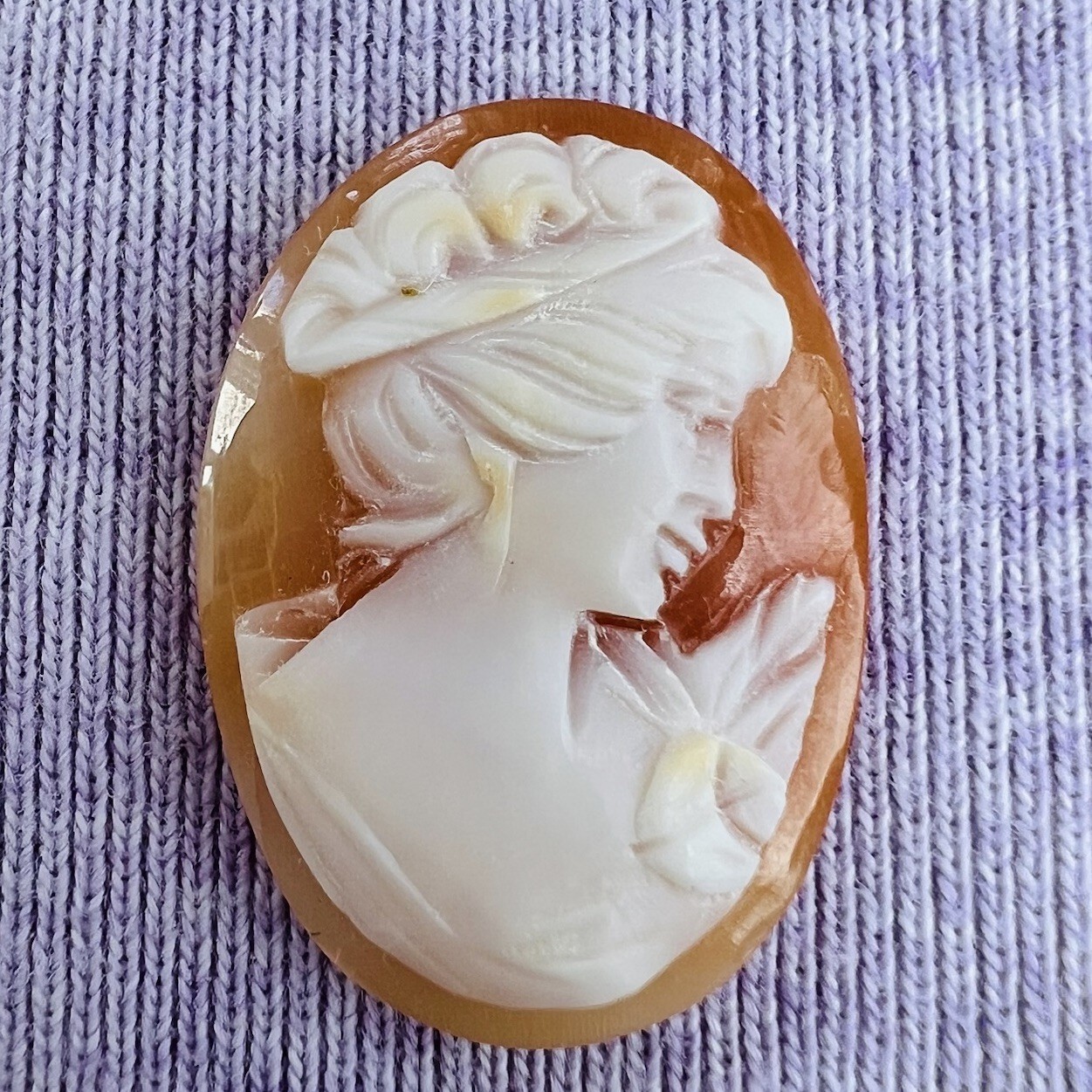 Vtg Hand Carved Shell Cameos (4) Loose Oval Lady Portrait Right Facing 2, Left 2