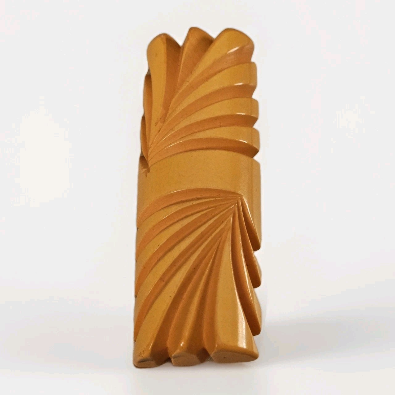 Vintage Butterscotch Bakelite Carved Brooch Art Deco C Clasp Tested w Semichrome