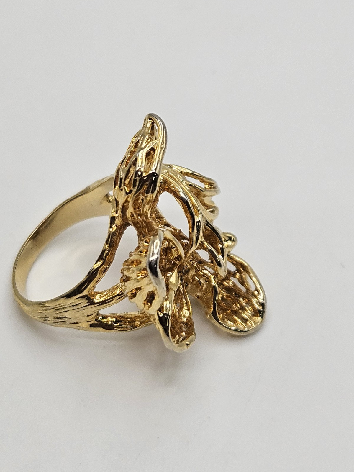Vintage Modernist Brutalist Gold Tone Finish Over Brass Chunky Ring Size 6